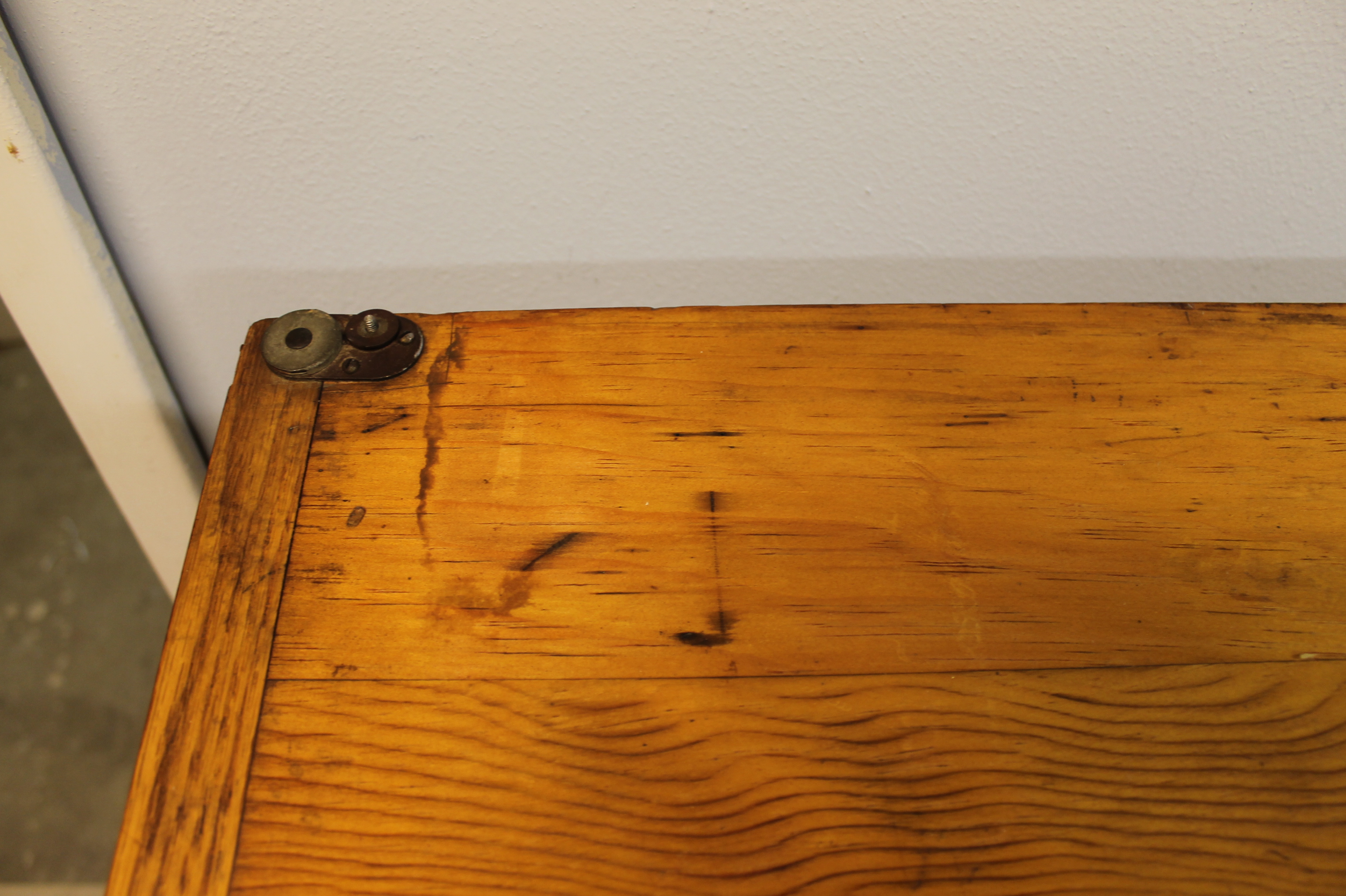 Mid-Century American Industrial Oak Drafting Table By Hamilton   