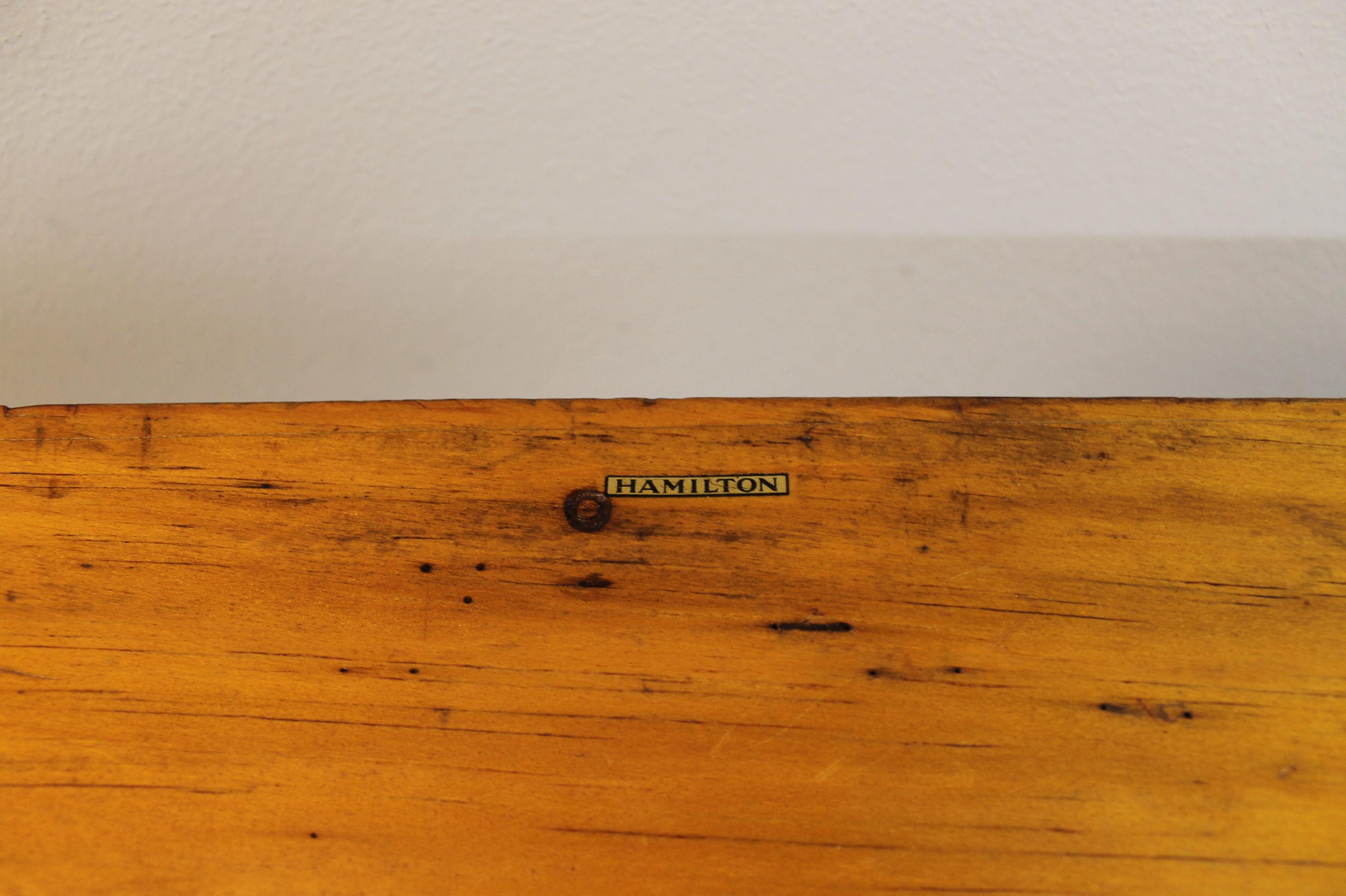 Mid-Century American Industrial Oak Drafting Table By Hamilton   