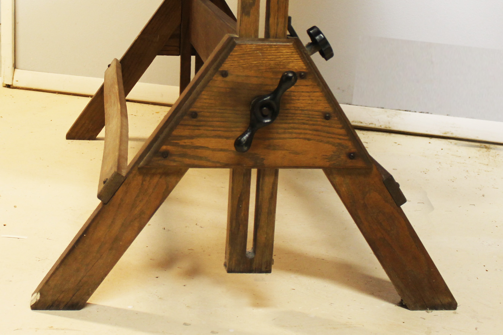 Mid-Century American Industrial Oak Drafting Table By Hamilton   