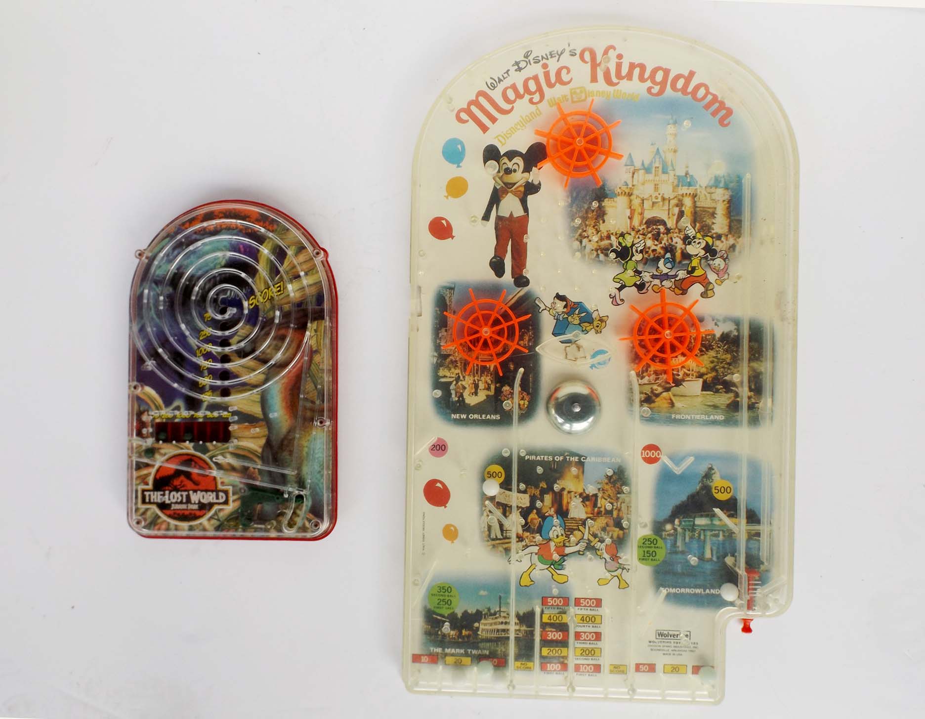 Jurassac Park and Disney Magic Kingdom Pin Ball Games