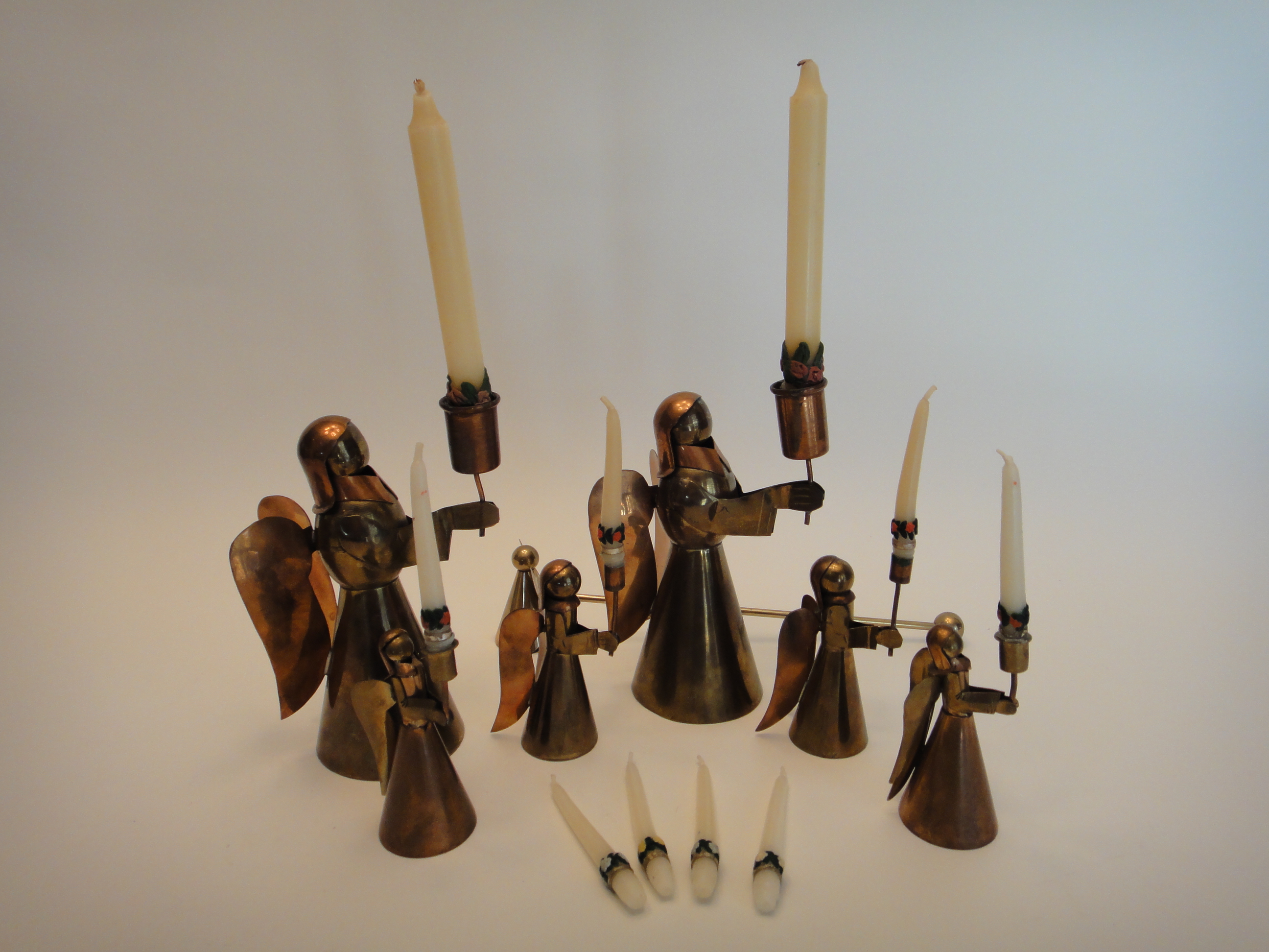 Vintage Hand Forged Mexican Copper Angel Candle Holders