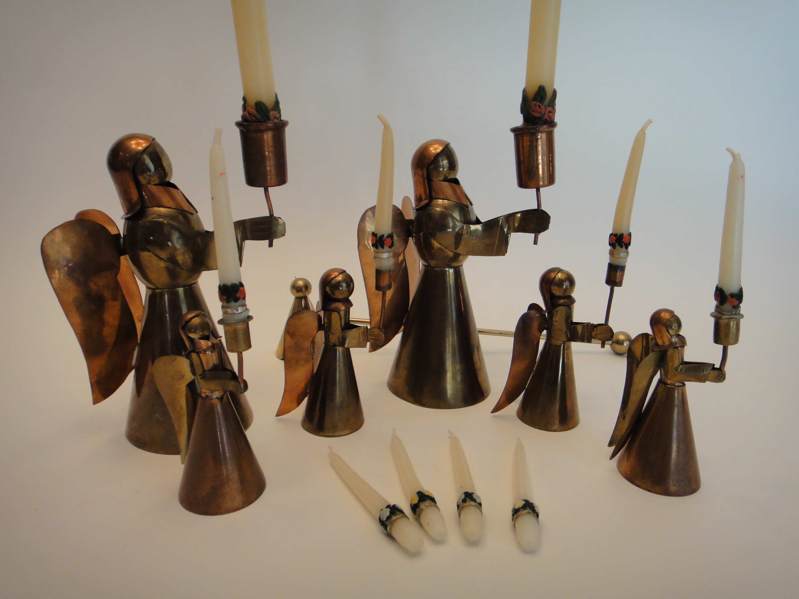 Vintage Hand Forged Mexican Copper Angel Candle Holders