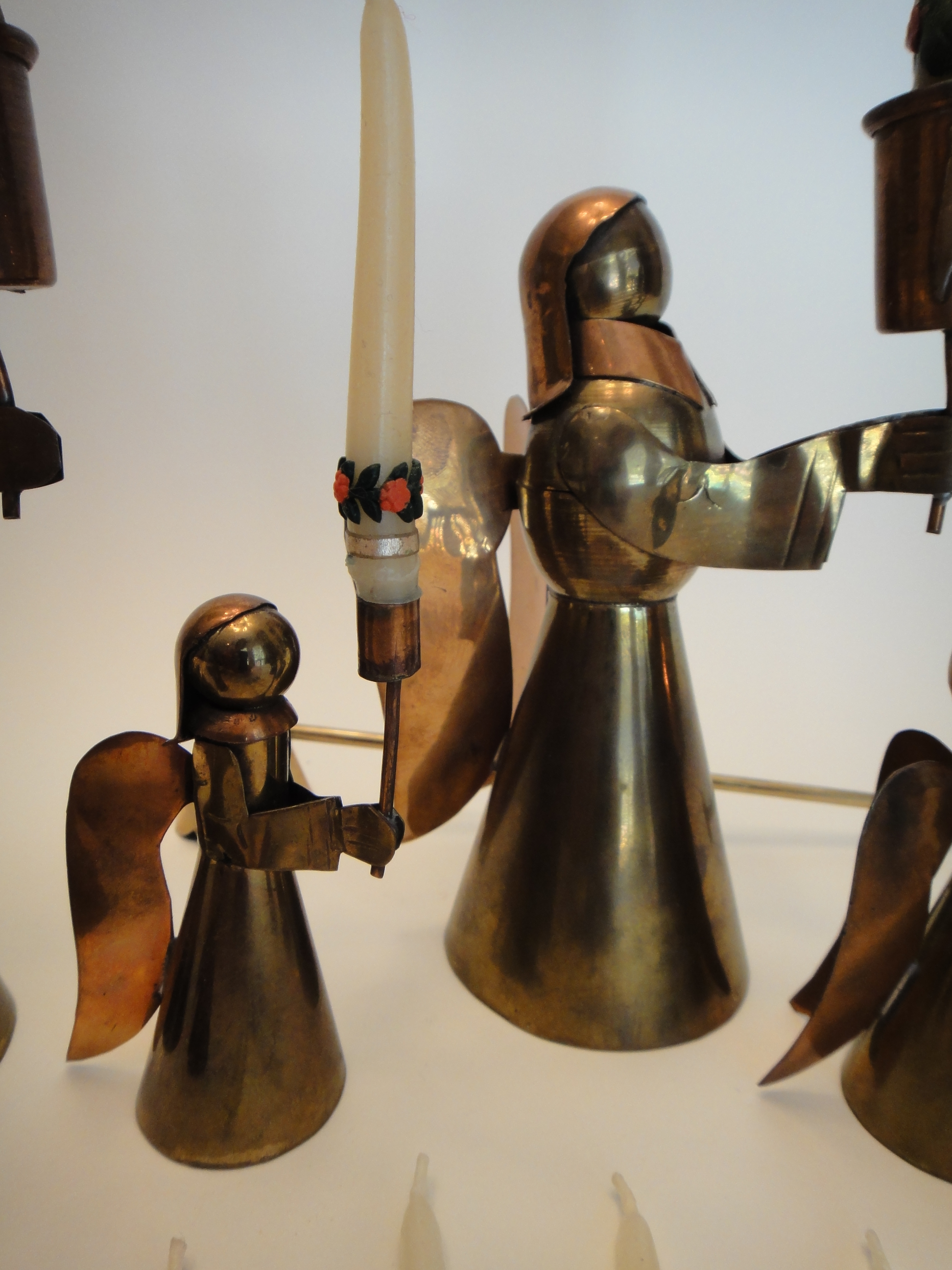 Vintage Hand Forged Mexican Copper Angel Candle Holders