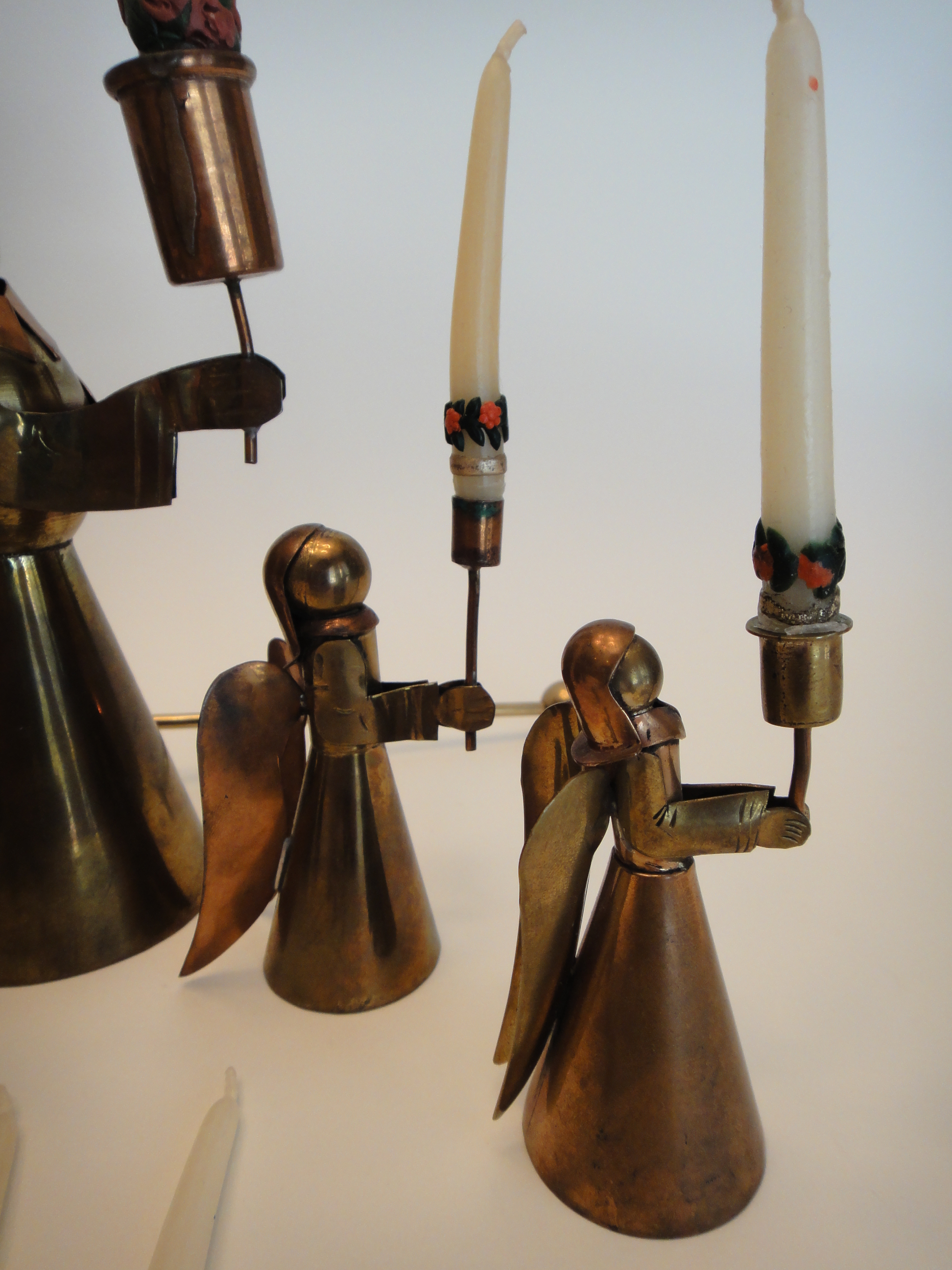 Vintage Hand Forged Mexican Copper Angel Candle Holders