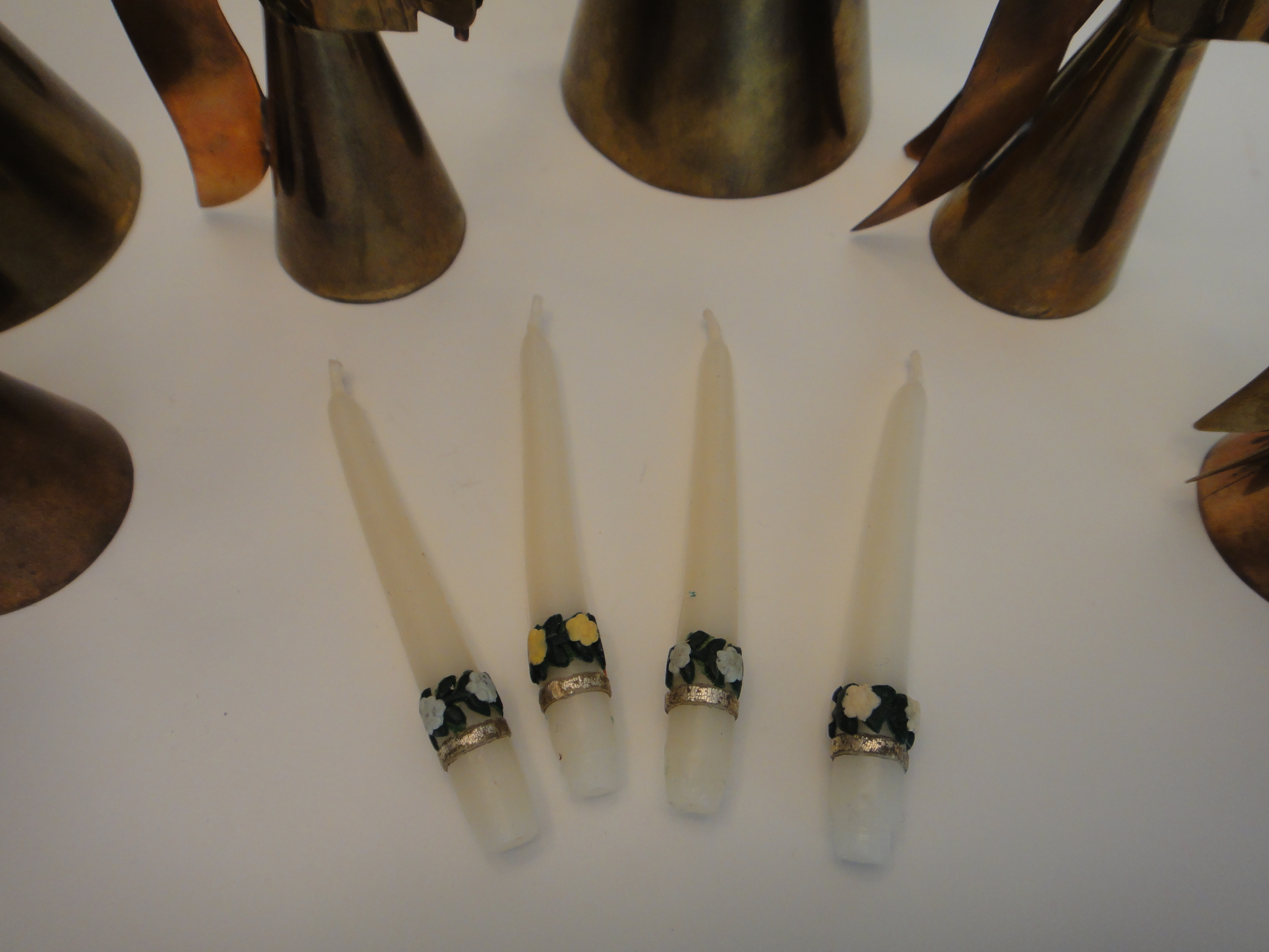 Vintage Hand Forged Mexican Copper Angel Candle Holders