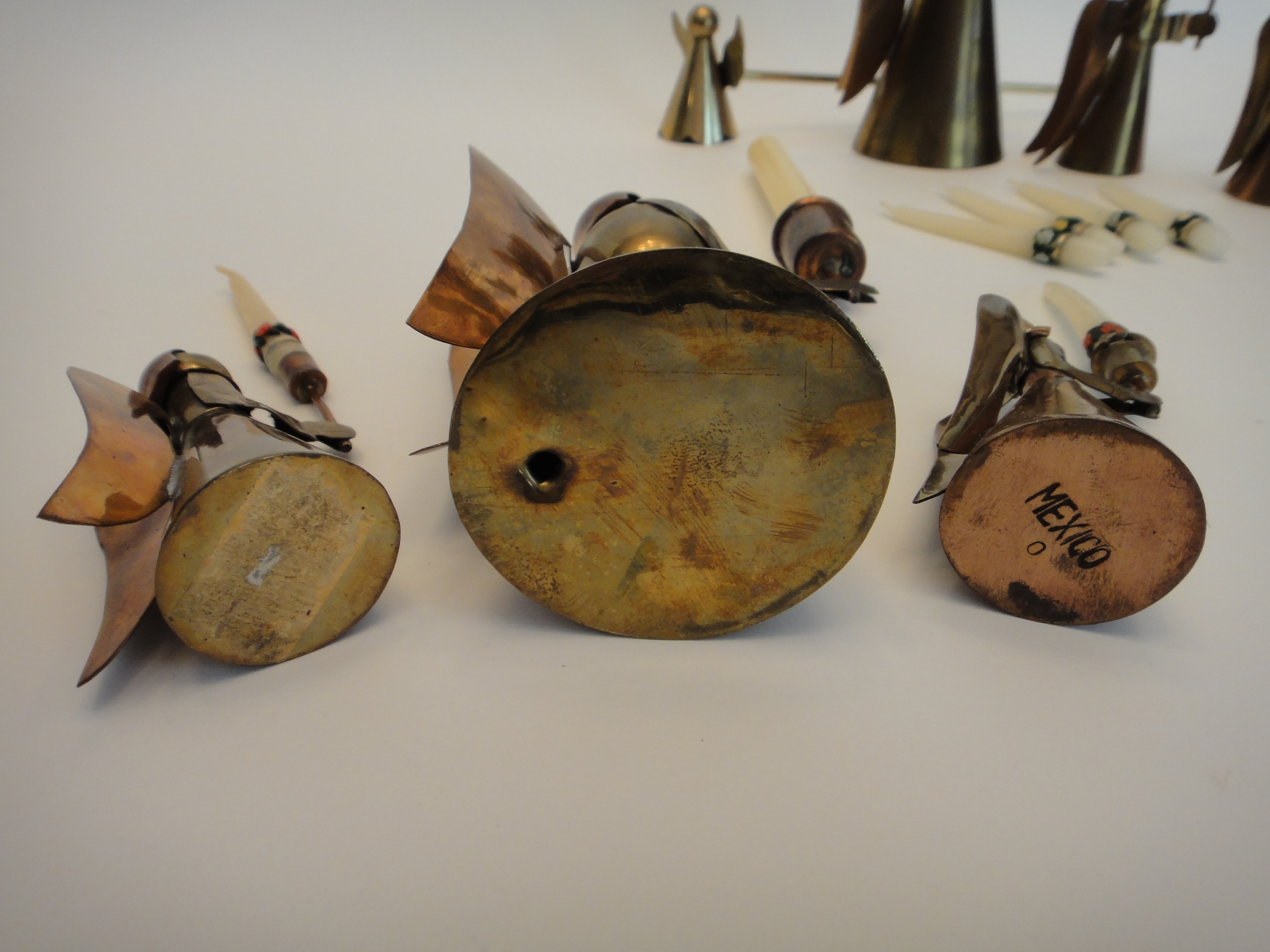 Vintage Hand Forged Mexican Copper Angel Candle Holders