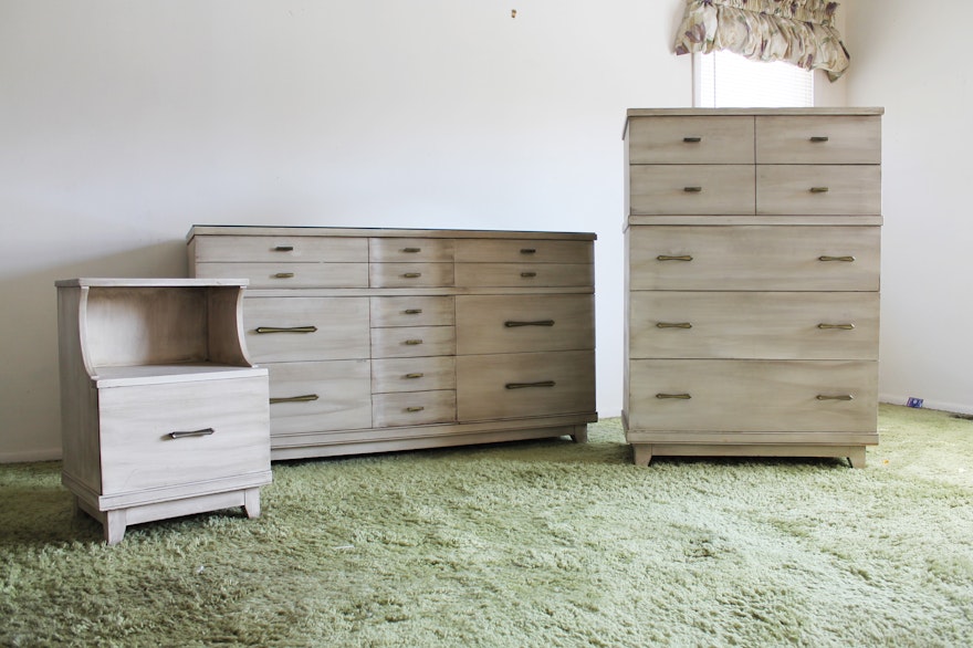  Mid-Century Dresser, Night Stand and Chest-of-Drawers by Huntley