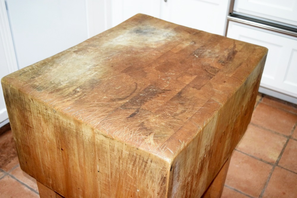 An Antique Butcher Block Table Originally From a Local Market