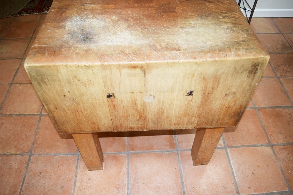 An Antique Butcher Block Table Originally From a Local Market