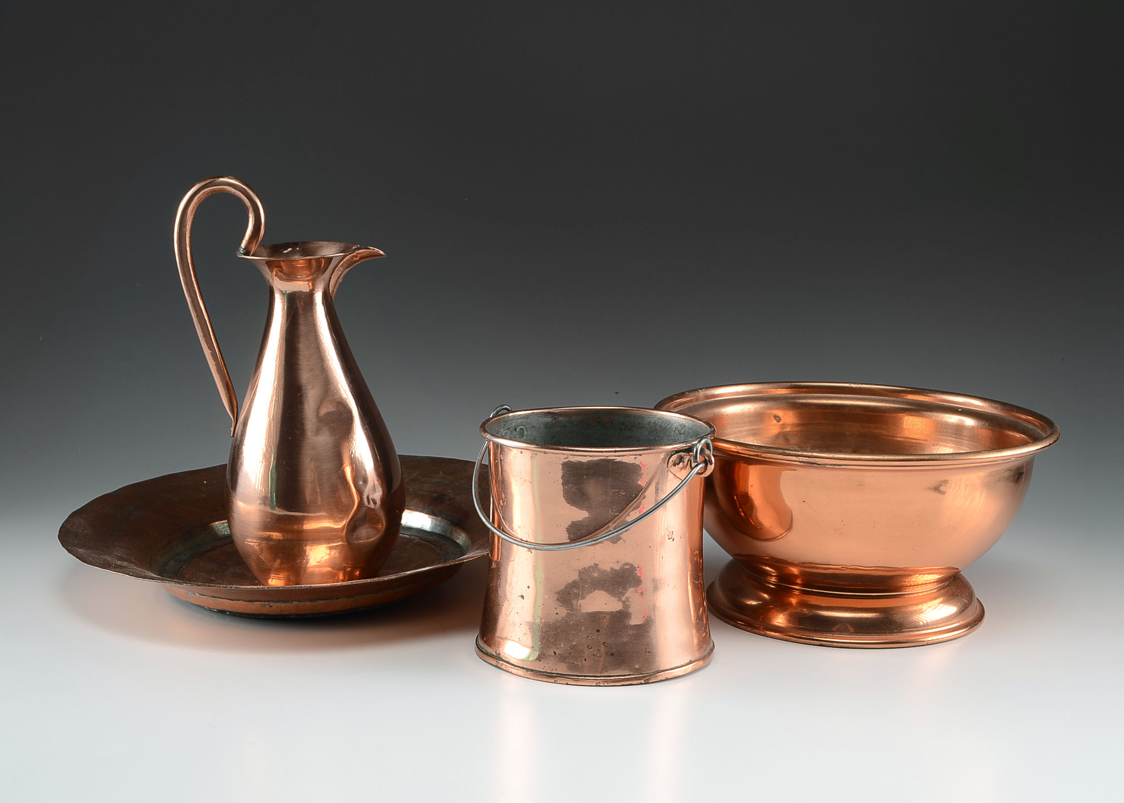 Four Vintage Hand-Forged Copper Pieces