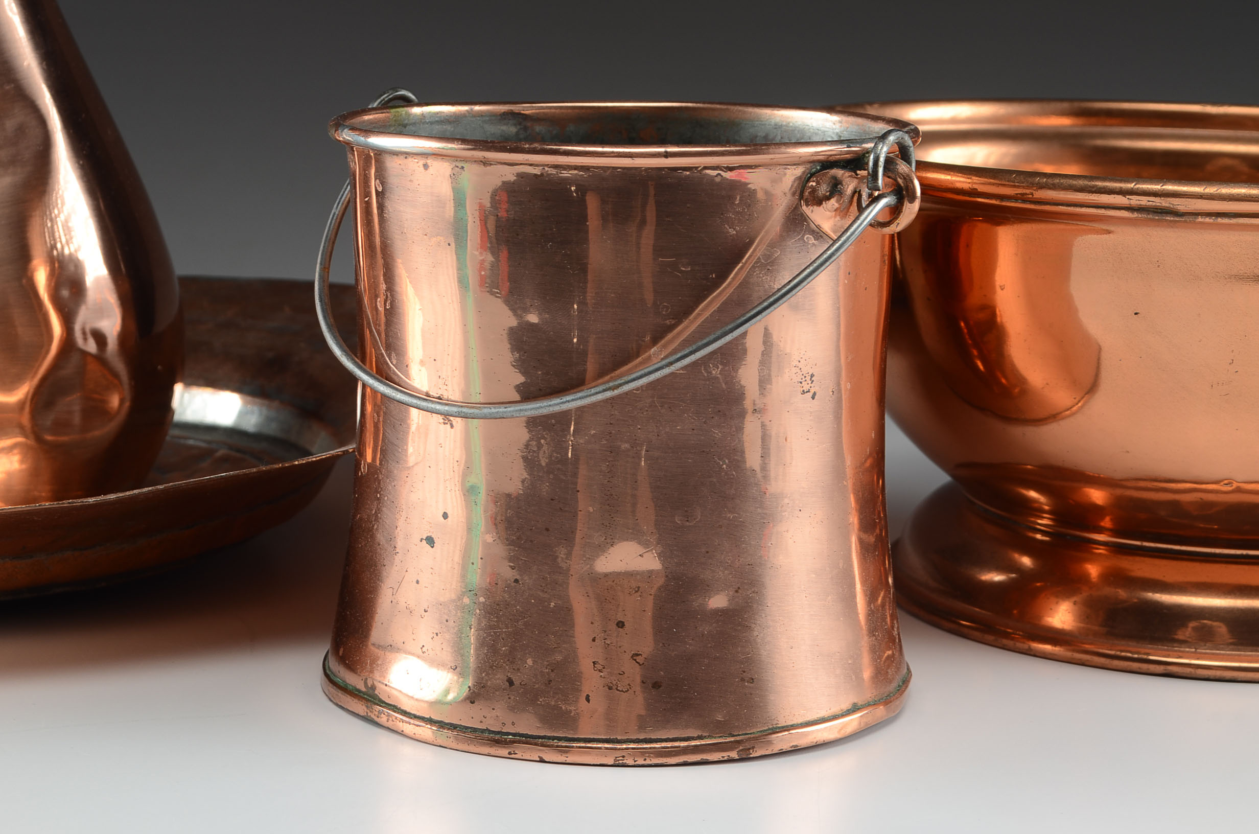 Four Vintage Hand-Forged Copper Pieces