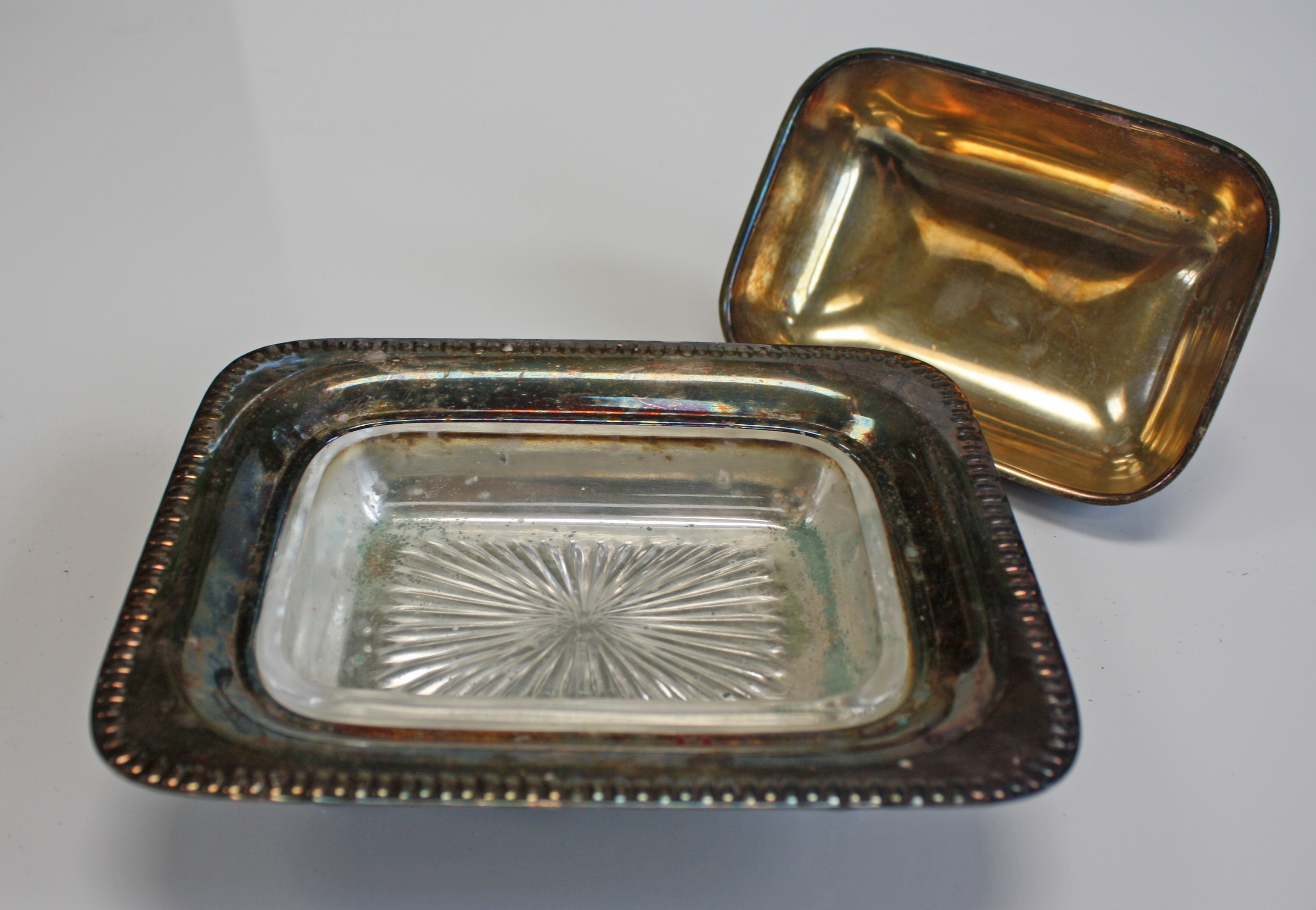 Vintage Silver Plated Butter Dish and Serving Dish