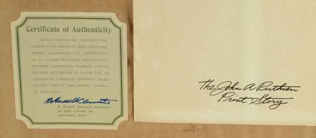 Signed John Ruthven "Bengal Tiger" Offset Lithographic Print