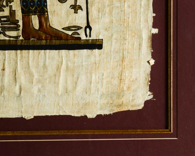 Egyptian Painting on Papyrus of Hathor and Nefertari 