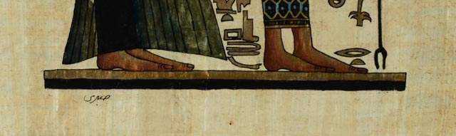 Egyptian Painting on Papyrus of Hathor and Nefertari 