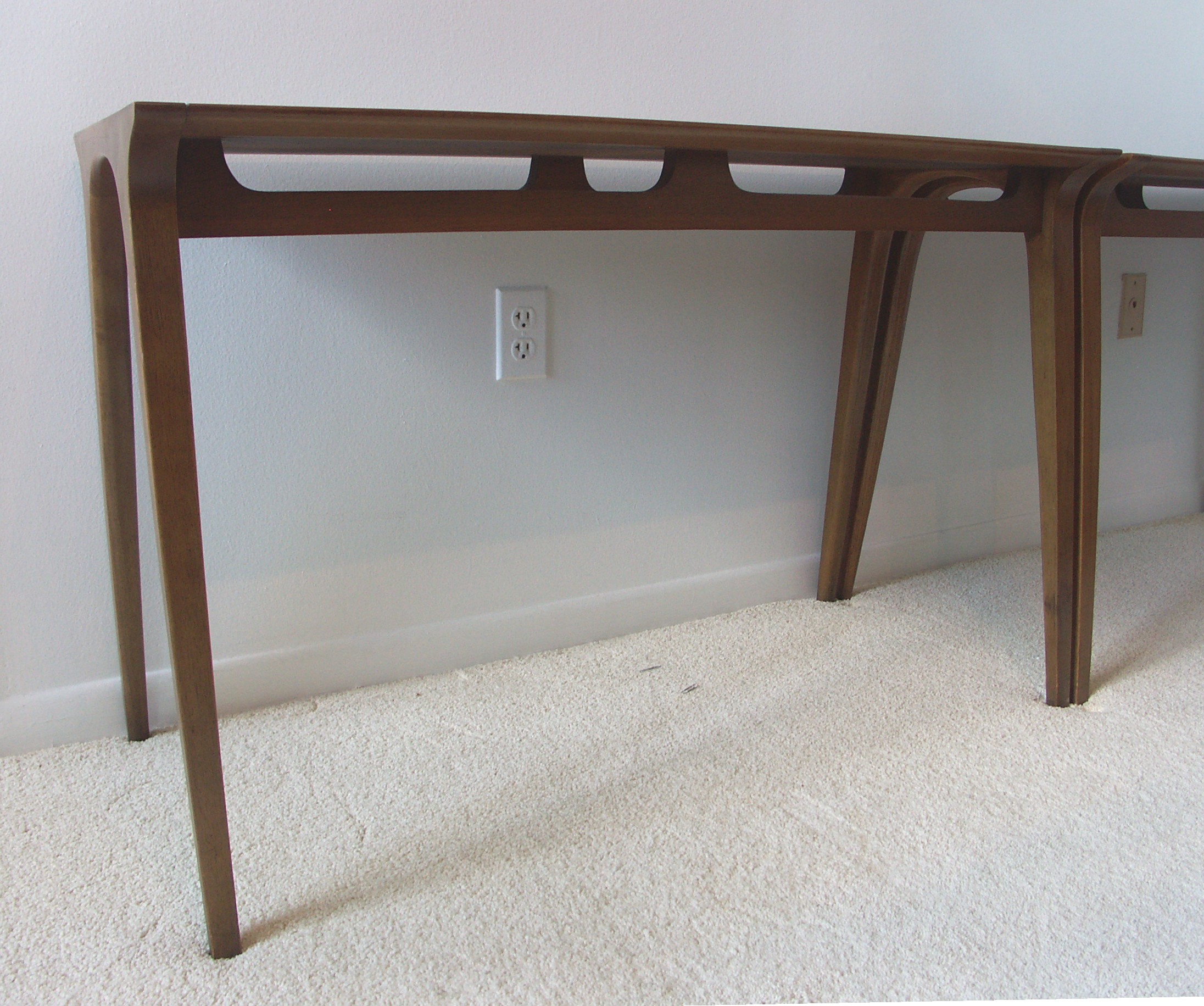 Two Drexel Danish Mid Century Modern Console/Sofa Tables