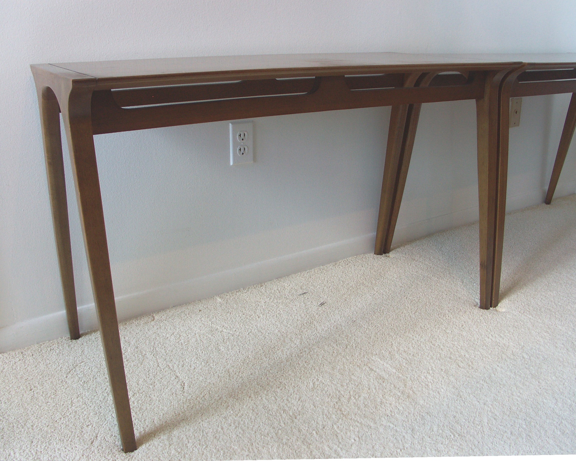 Two Drexel Danish Mid Century Modern Console/Sofa Tables