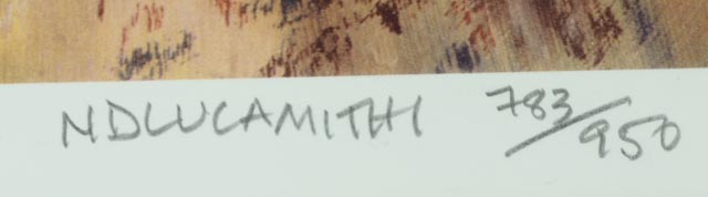 Paul Bosman Signed and Numbered Lithography Print "Ndlulamithi"