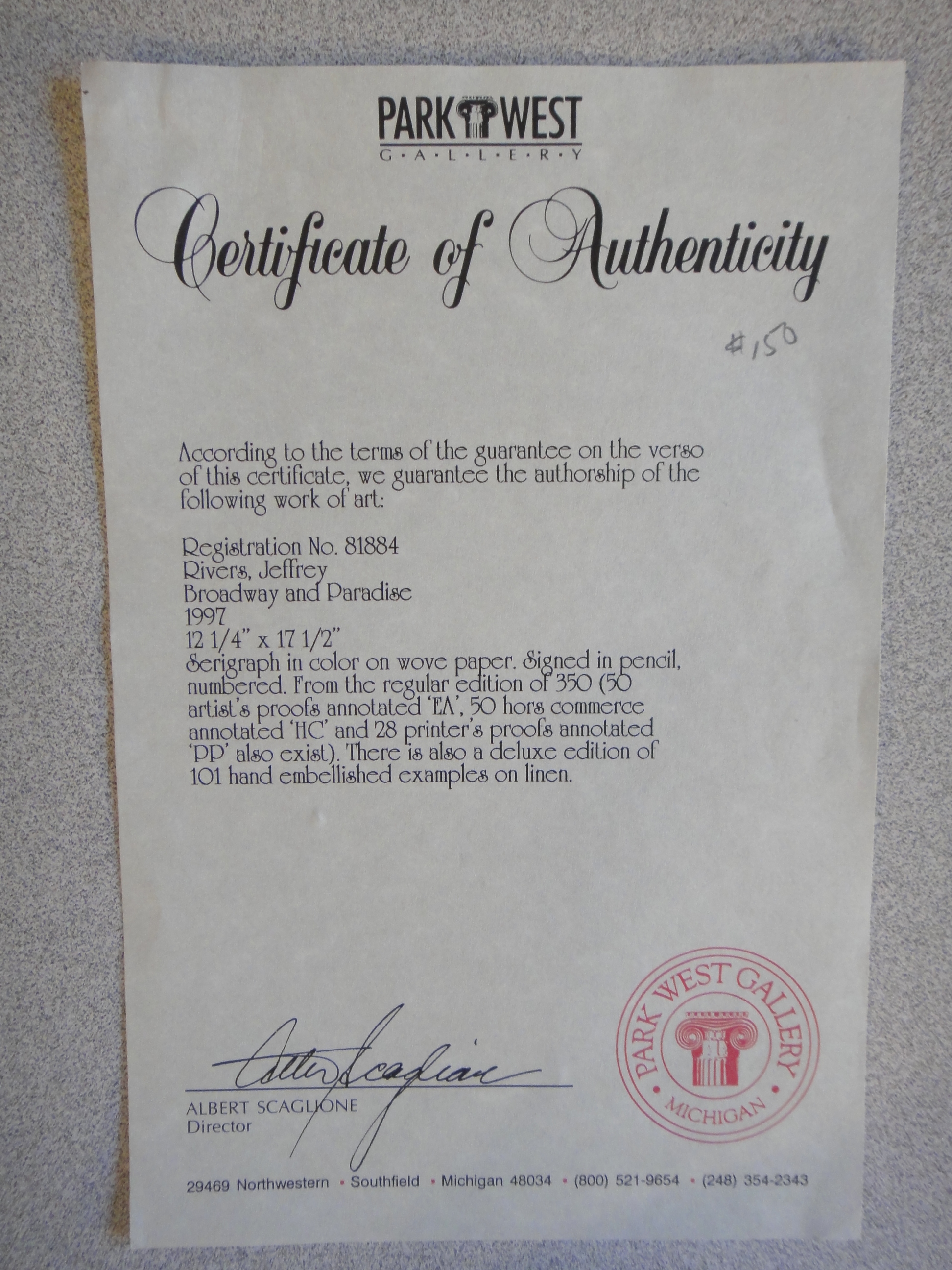 "Broadway and Paradise" Serigraph by Jeffrey Rivers 