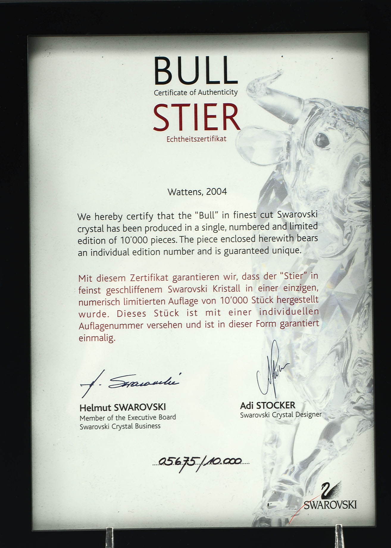 Numbered Limited Edition Swarovski Crystal Bull Statue