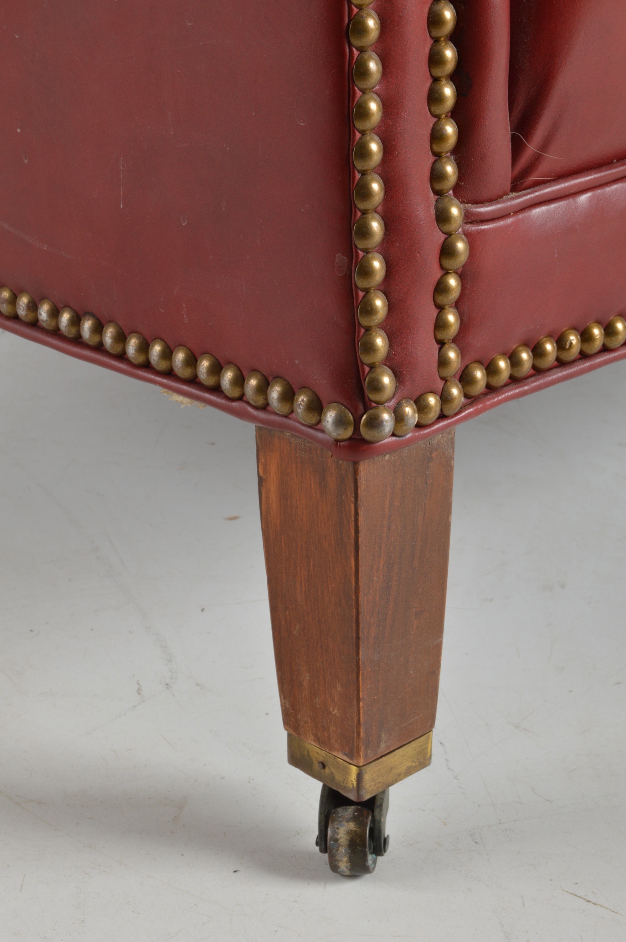 North Hickory Ox Red Leather Arm Chair and Ottoman