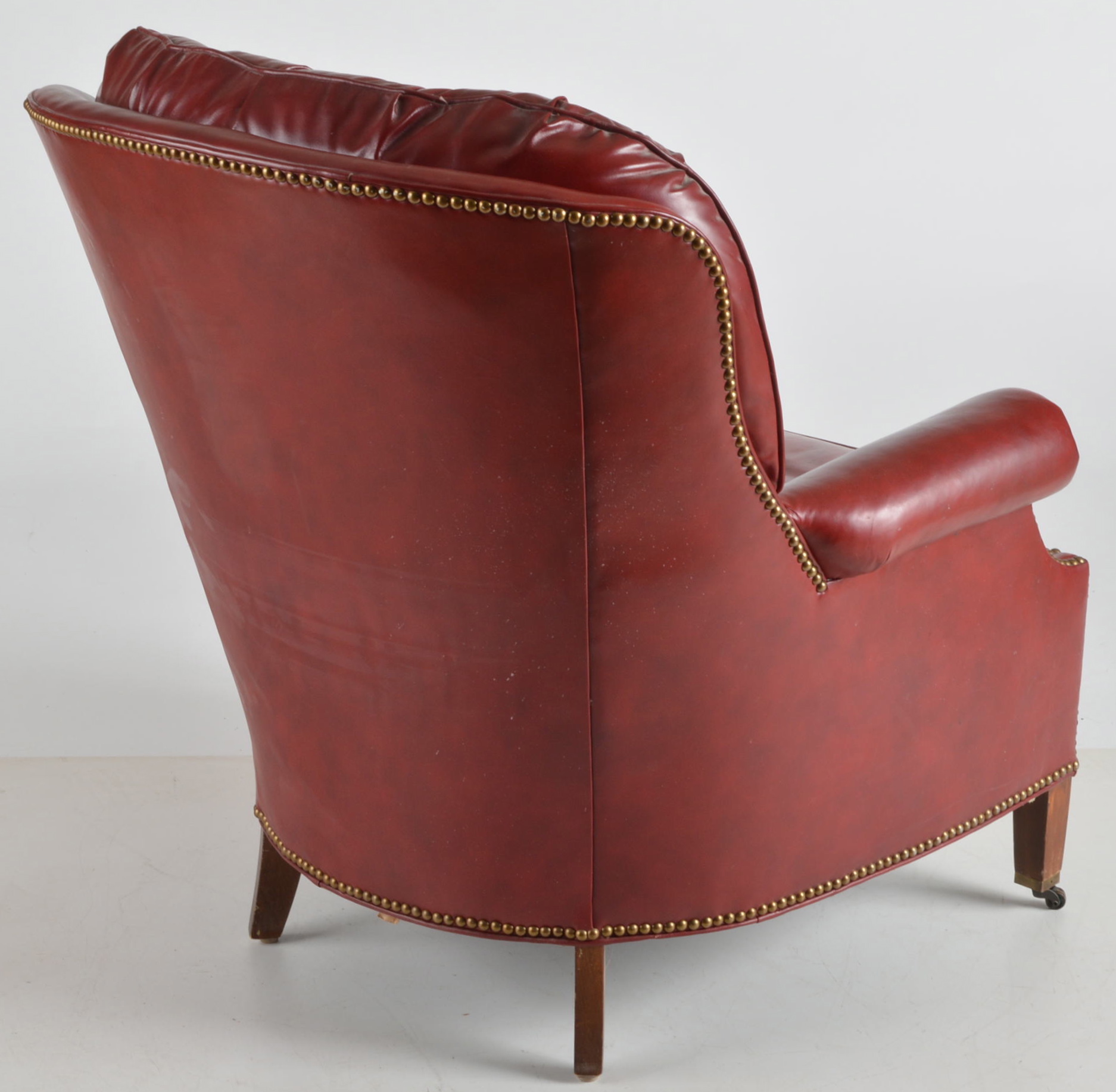 North Hickory Ox Red Leather Arm Chair and Ottoman