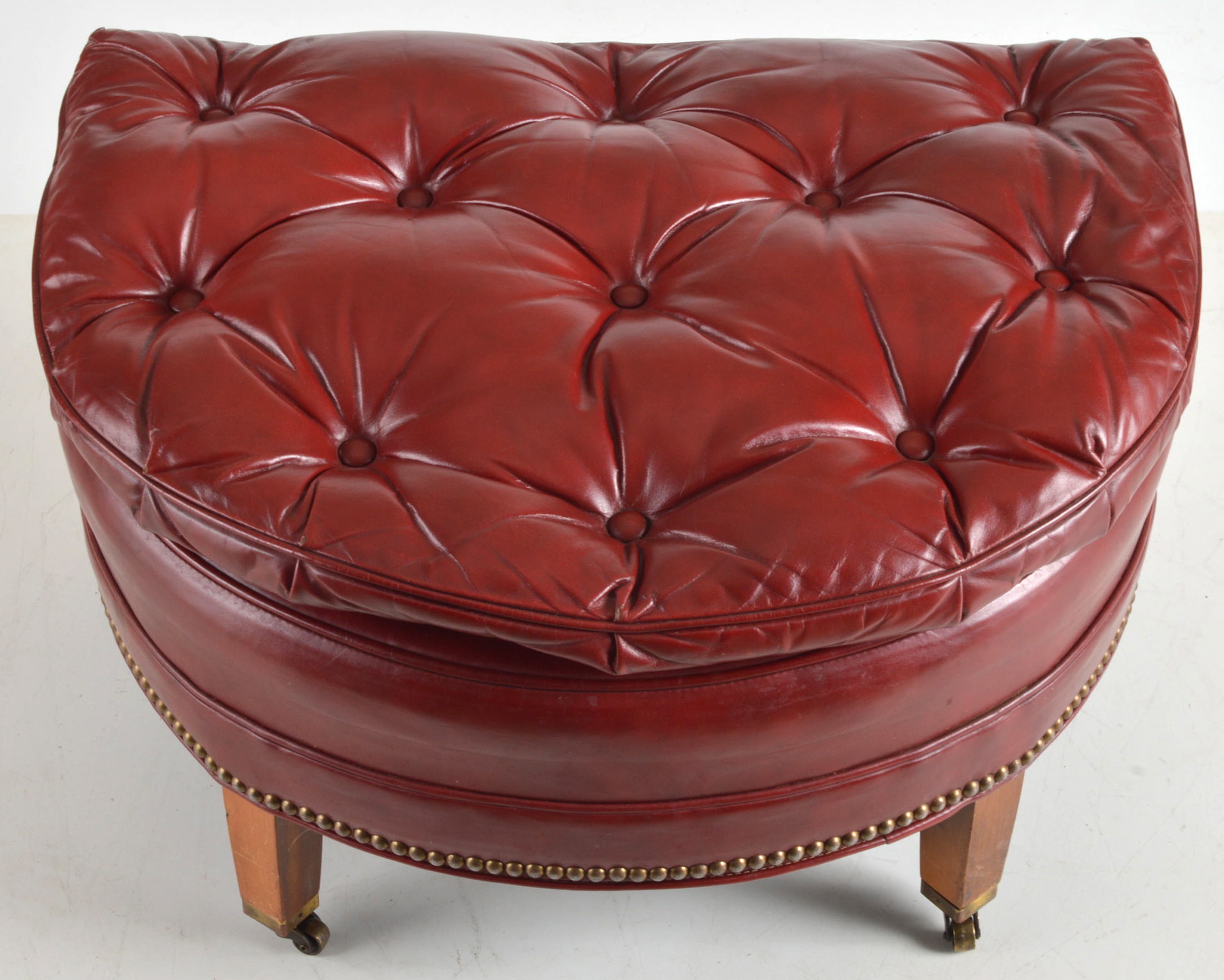 North Hickory Ox Red Leather Arm Chair and Ottoman