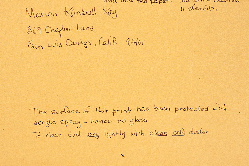 Marion Kimball Serigraph