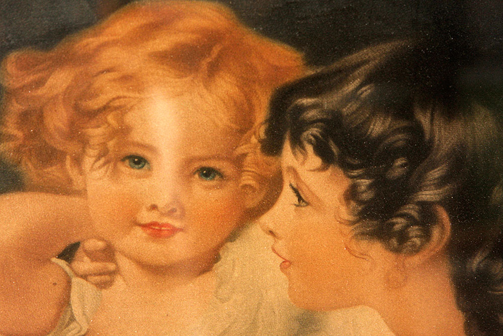 Vintage Mezzotint Print of Children