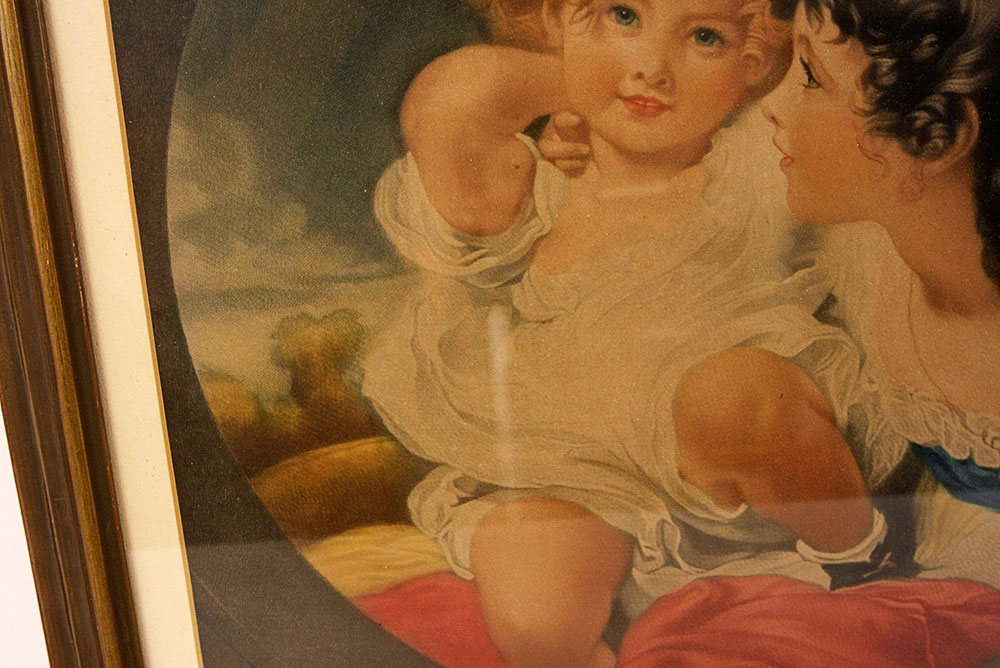 Vintage Mezzotint Print of Children