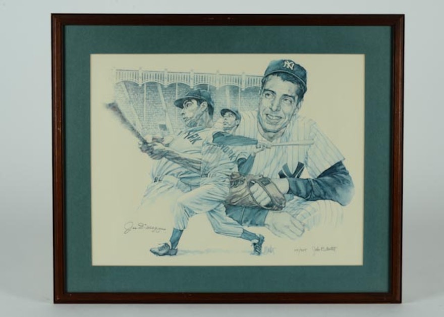 Signed Limited Print of Joe DiMaggio by Artist John Martin