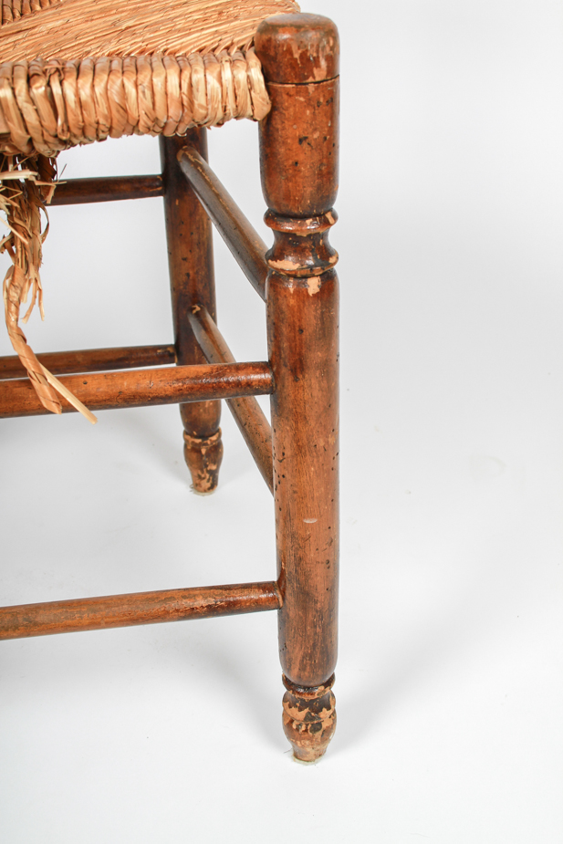 Antique French Ladder Back Side Chair with Rush Seat