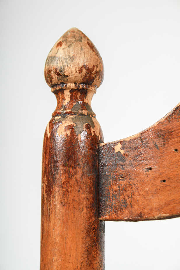 Antique French Ladder Back Side Chair with Rush Seat