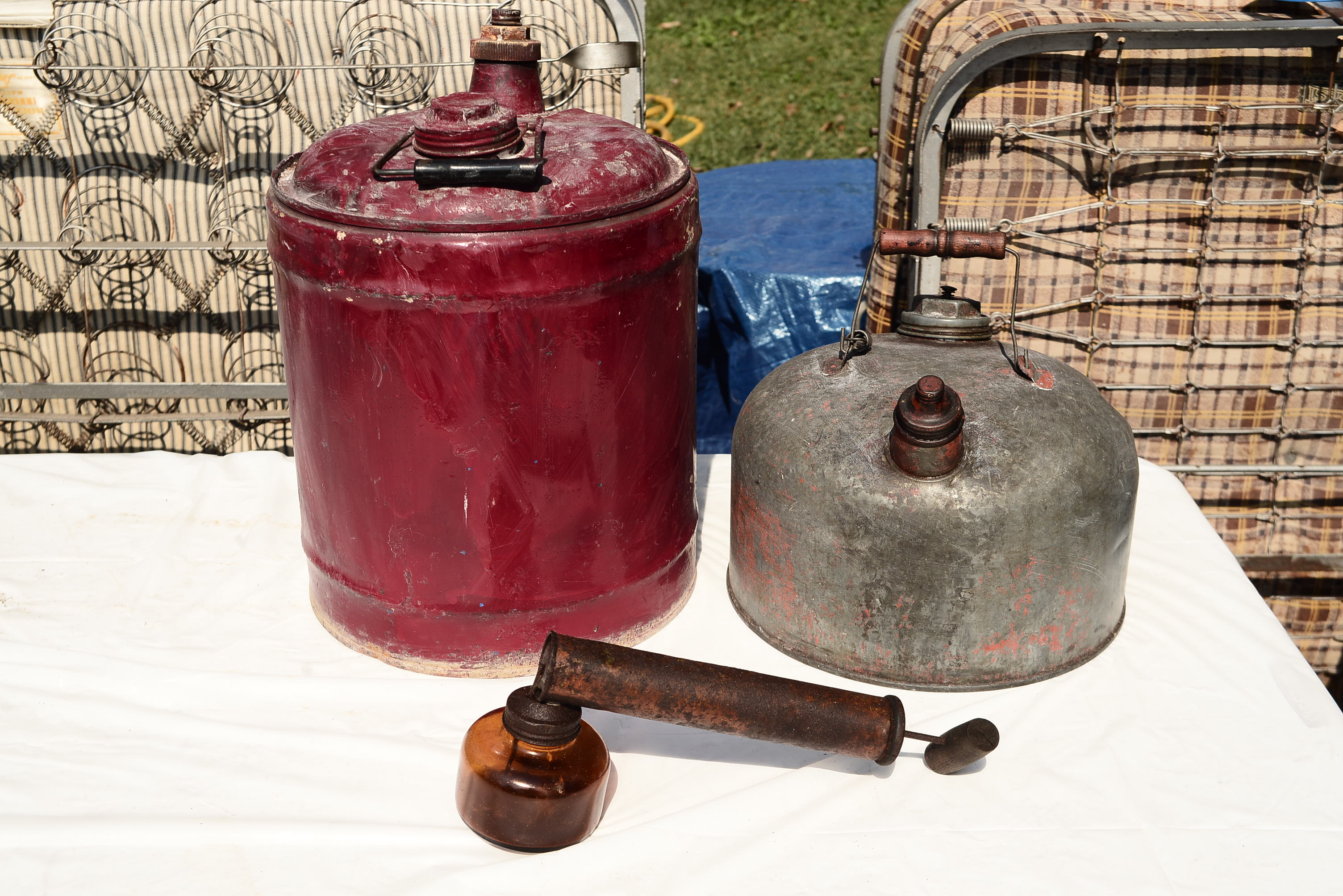 Vintage Gas Cans and Bug Sprayer