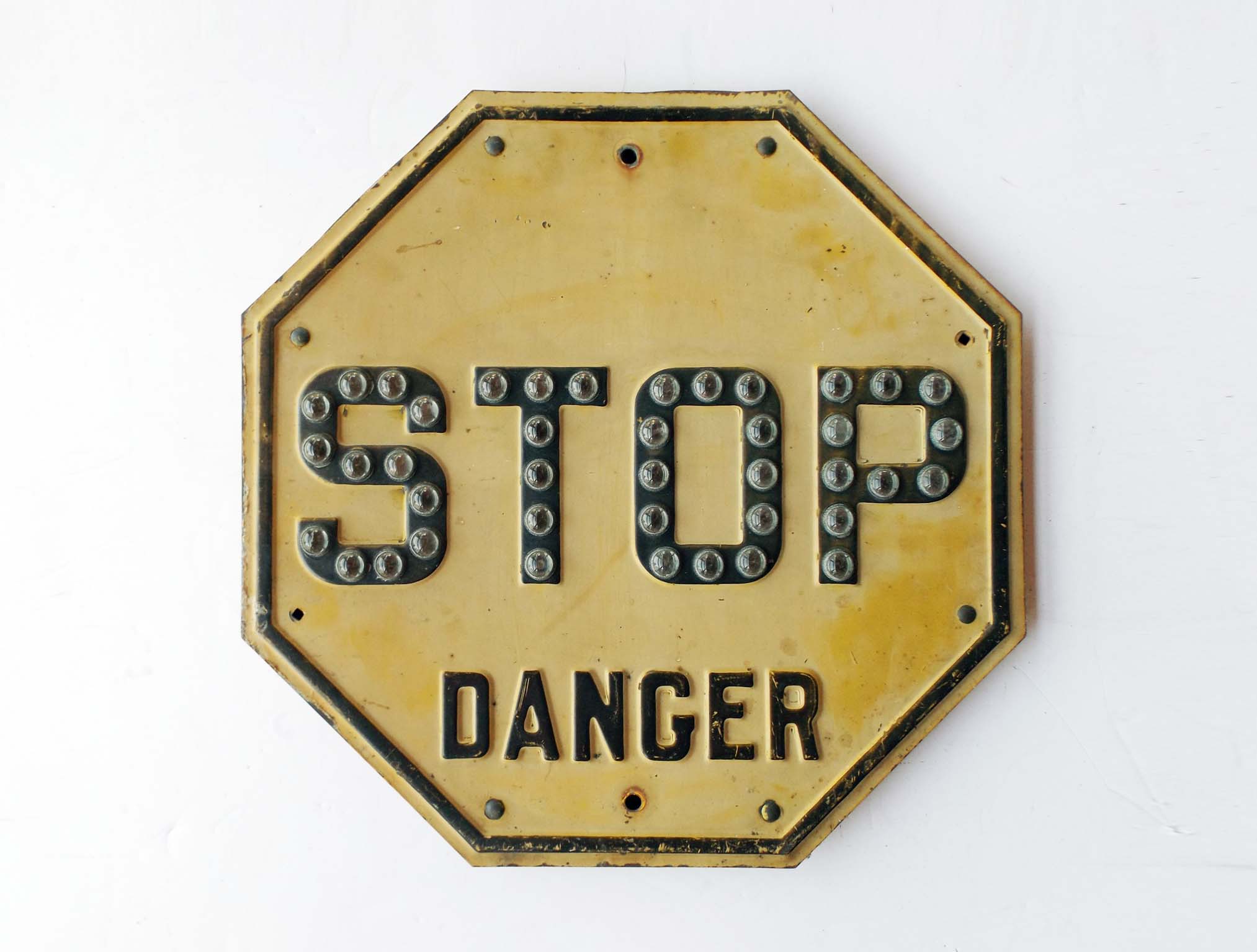 Original Railroad Stop Sign with Glass Marble Reflectors