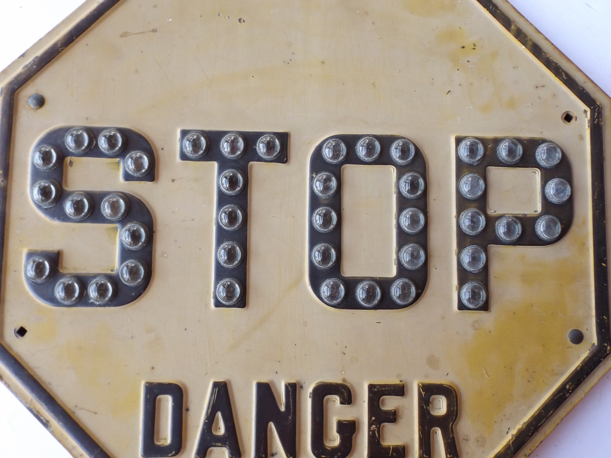 Original Railroad Stop Sign with Glass Marble Reflectors