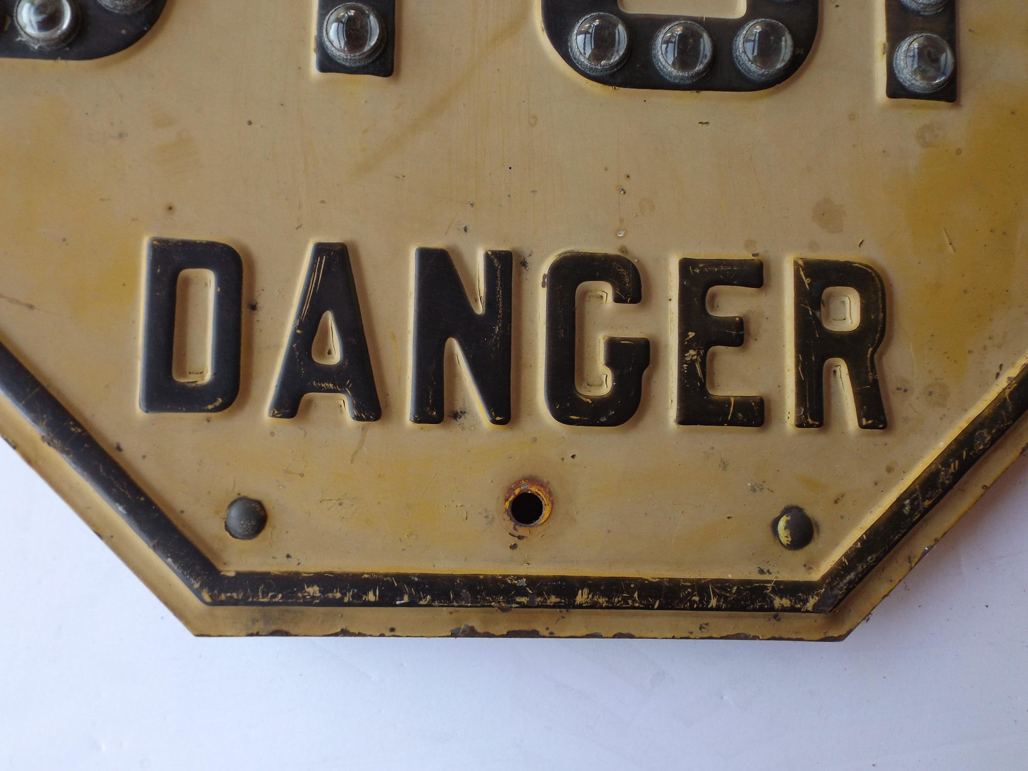 Original Railroad Stop Sign with Glass Marble Reflectors