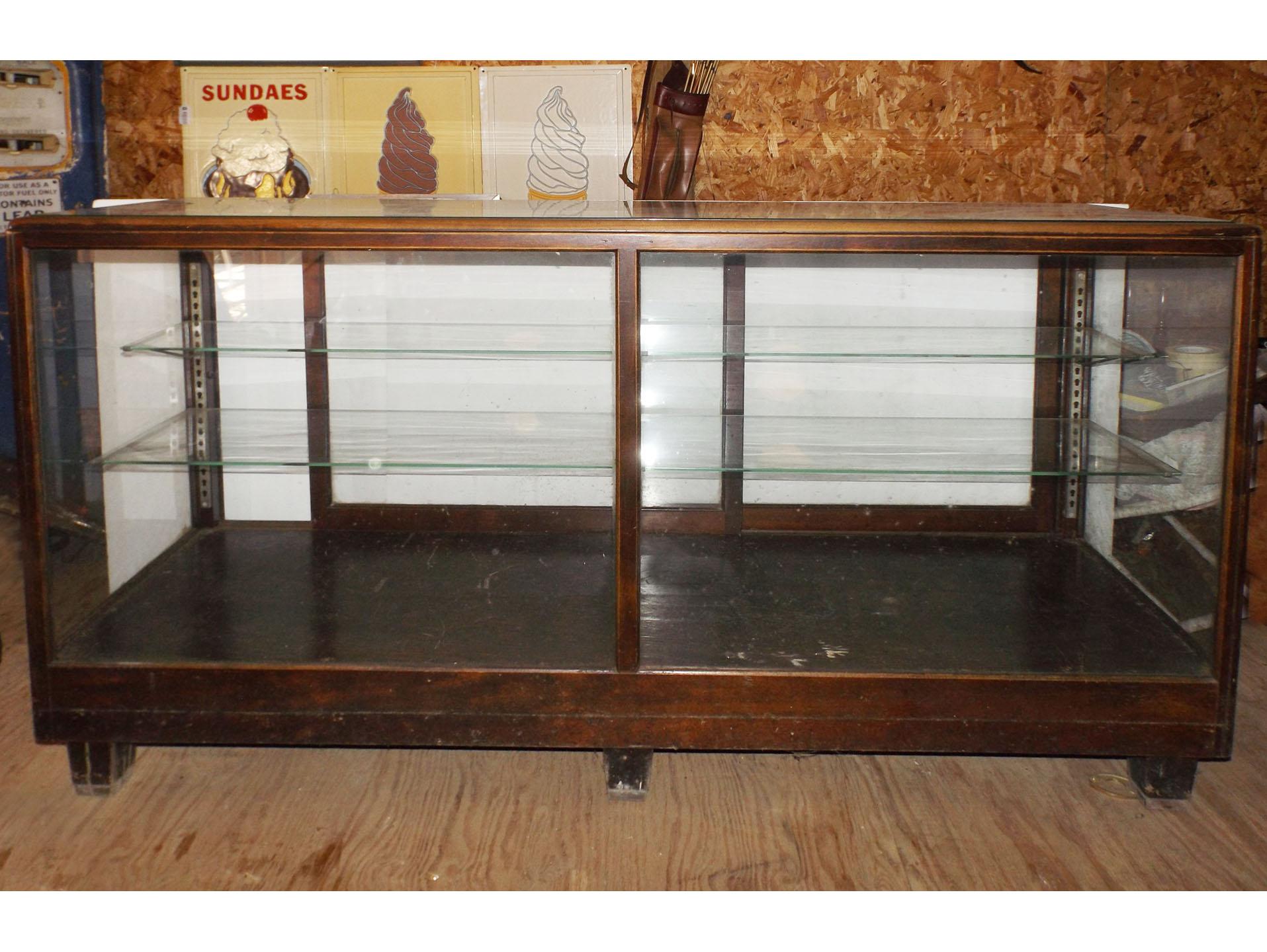 Antique Wood and Glass Store Display Cabinet