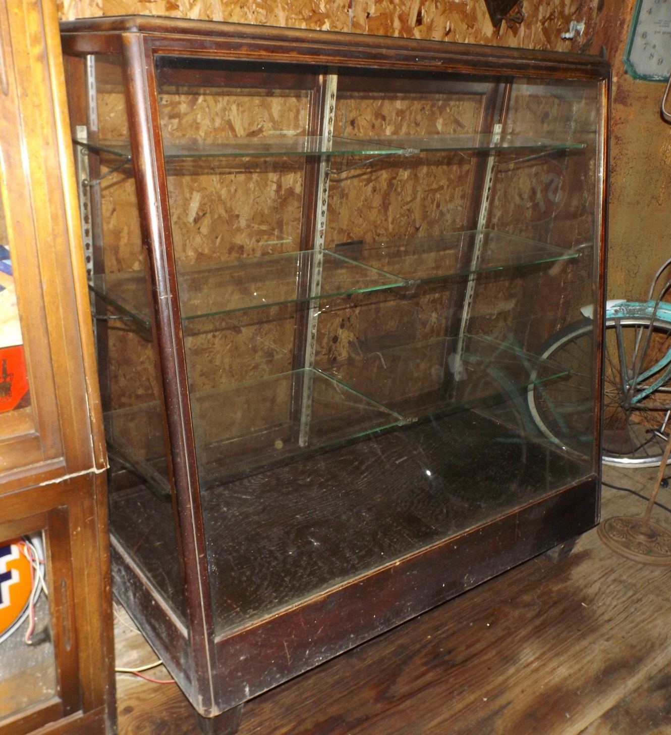 Antique Wood and Glass Store Display Cabinet