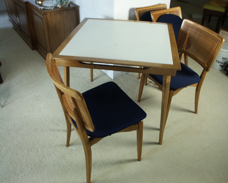 Mid Century Modern Stakmore Folding Table and Chairs