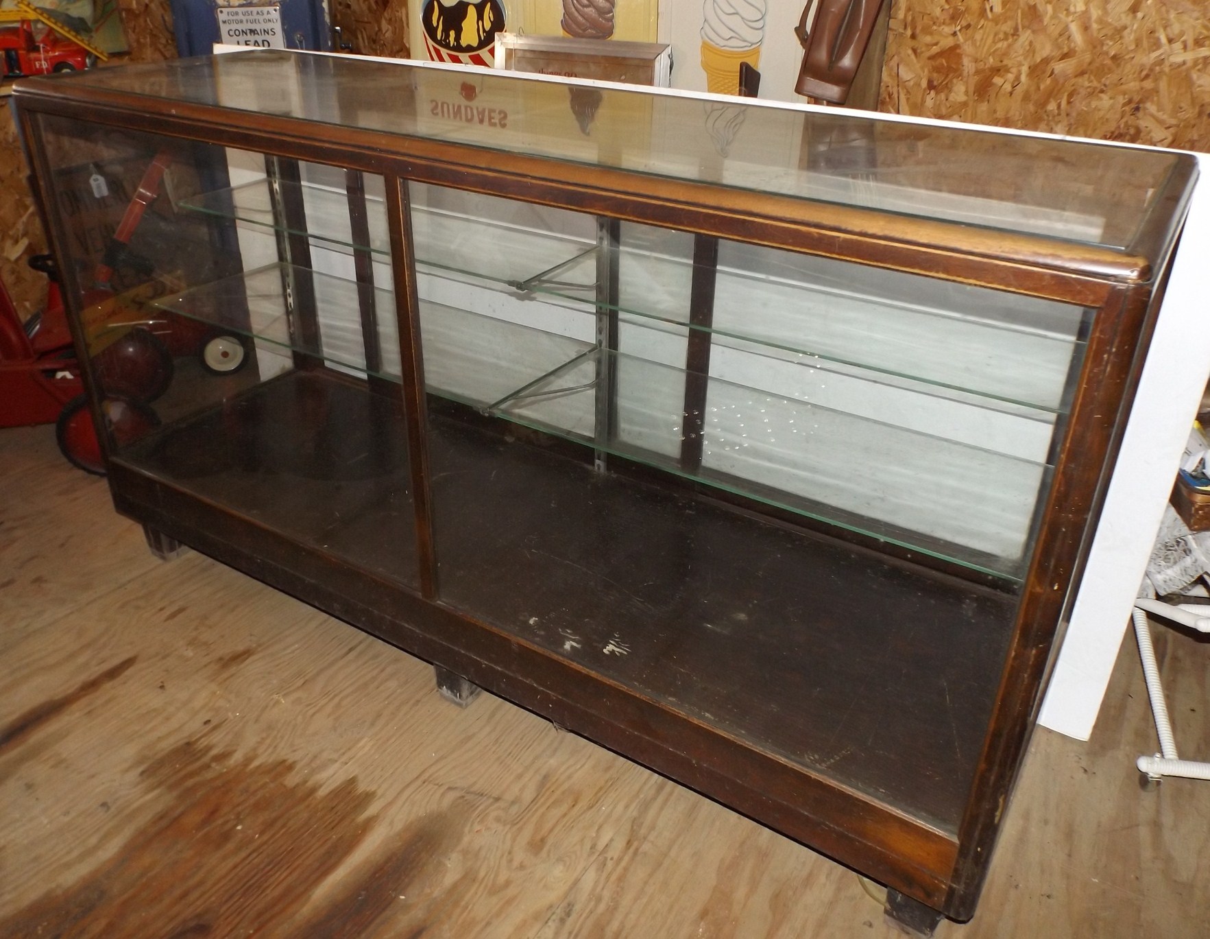 Antique Wood and Glass Store Display Cabinet