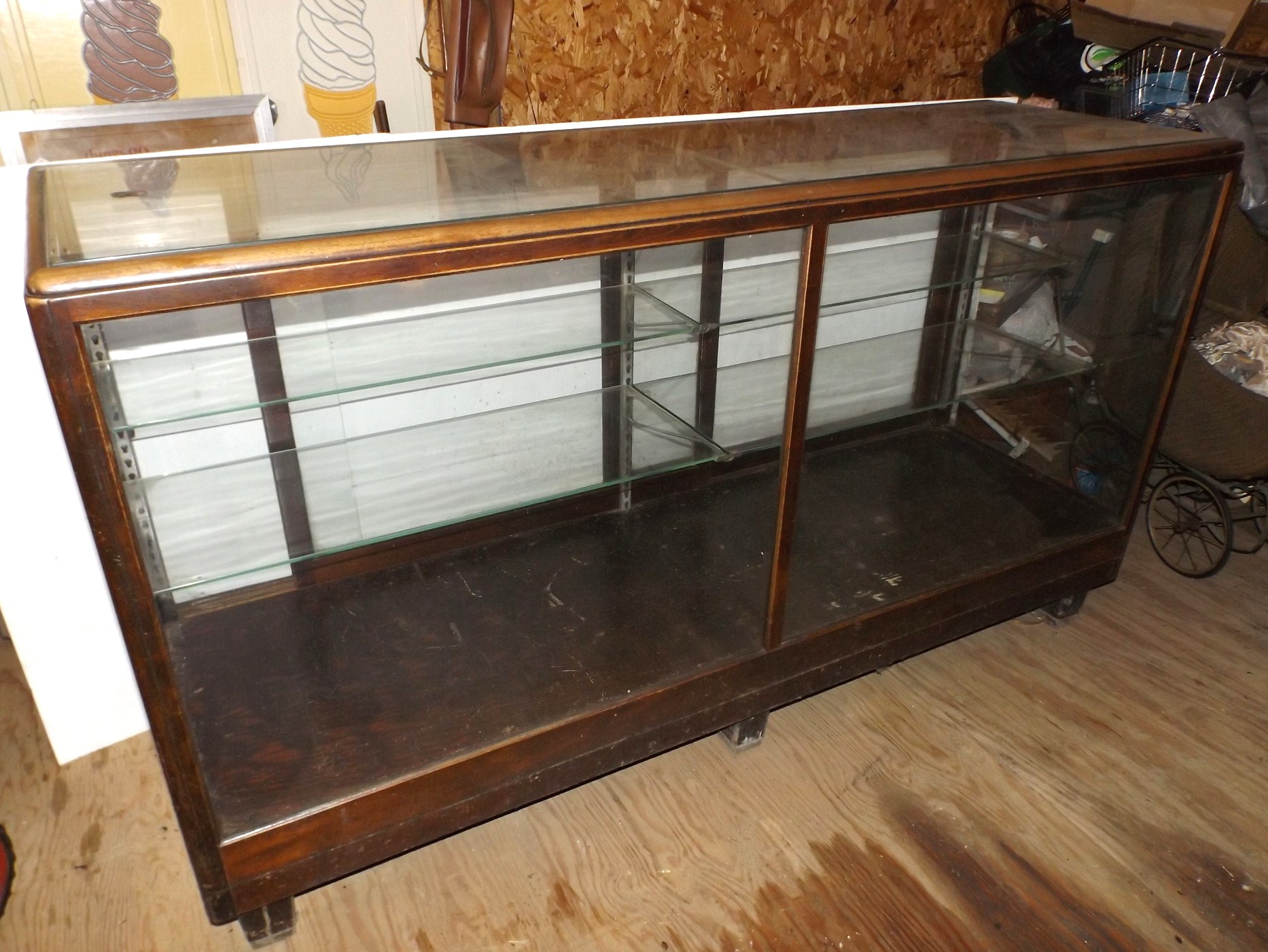 Antique Wood and Glass Store Display Cabinet