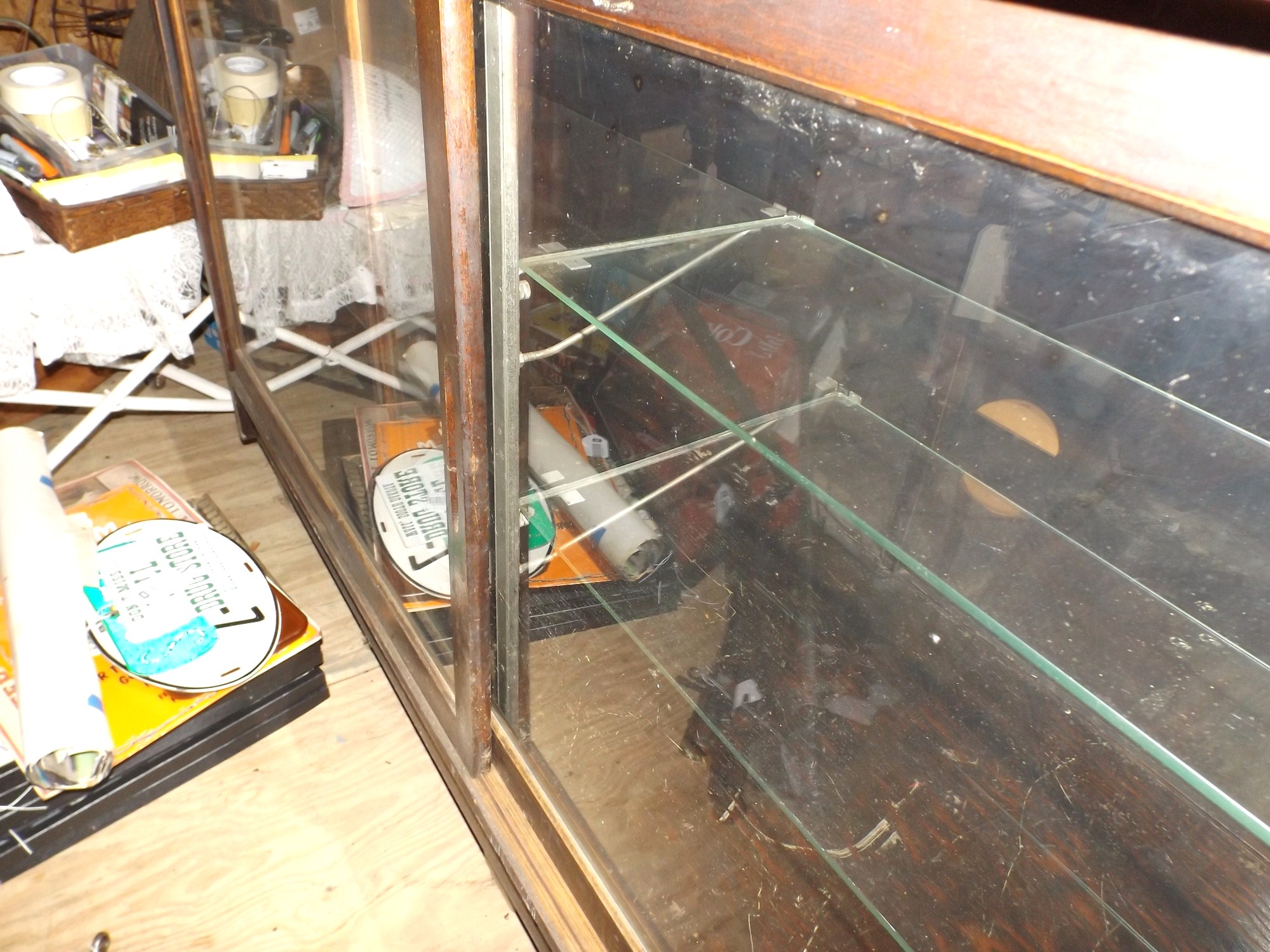 Antique Wood and Glass Store Display Cabinet