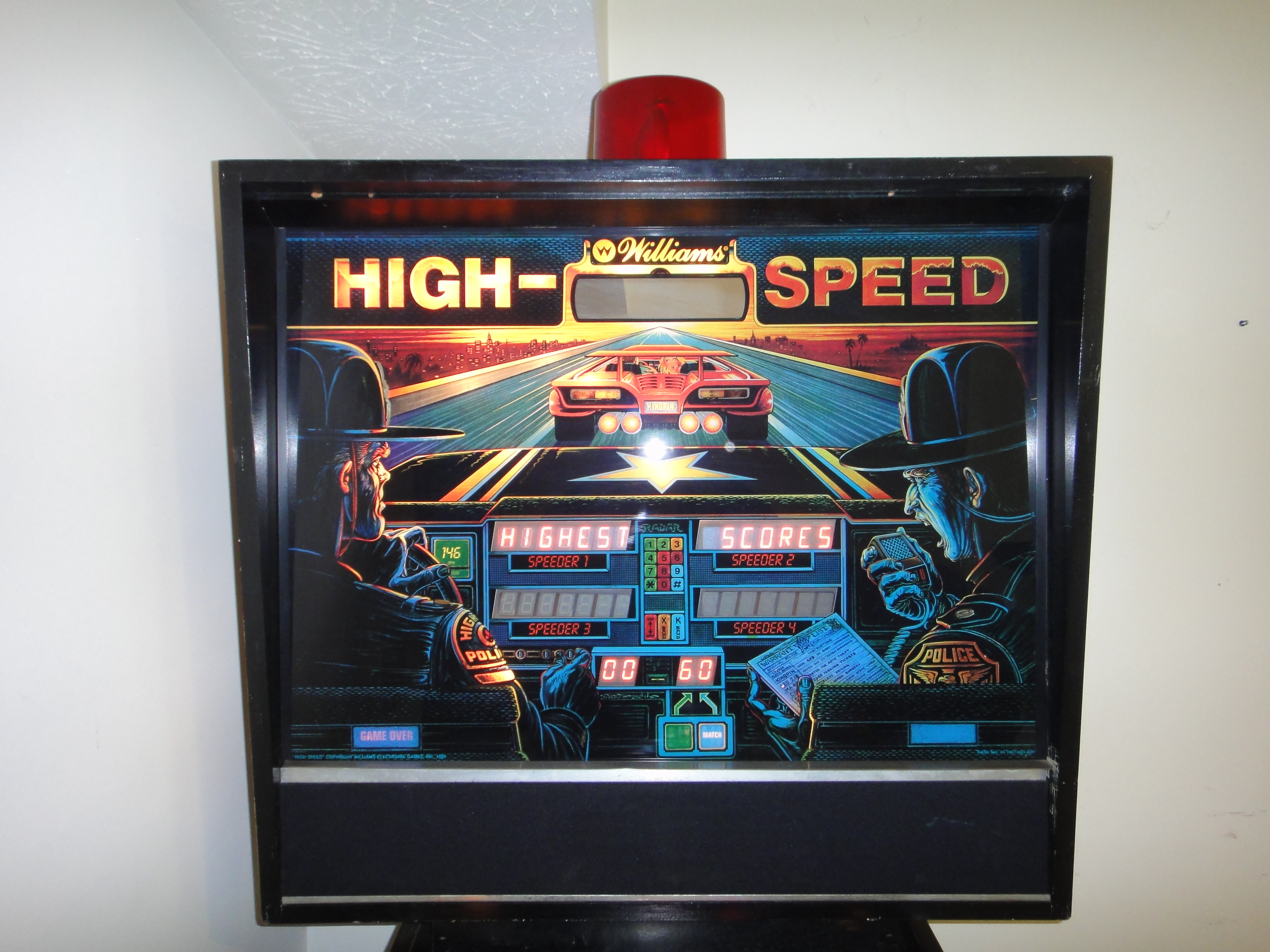 1986 Williams High Speed Police Chase Pinball Machine