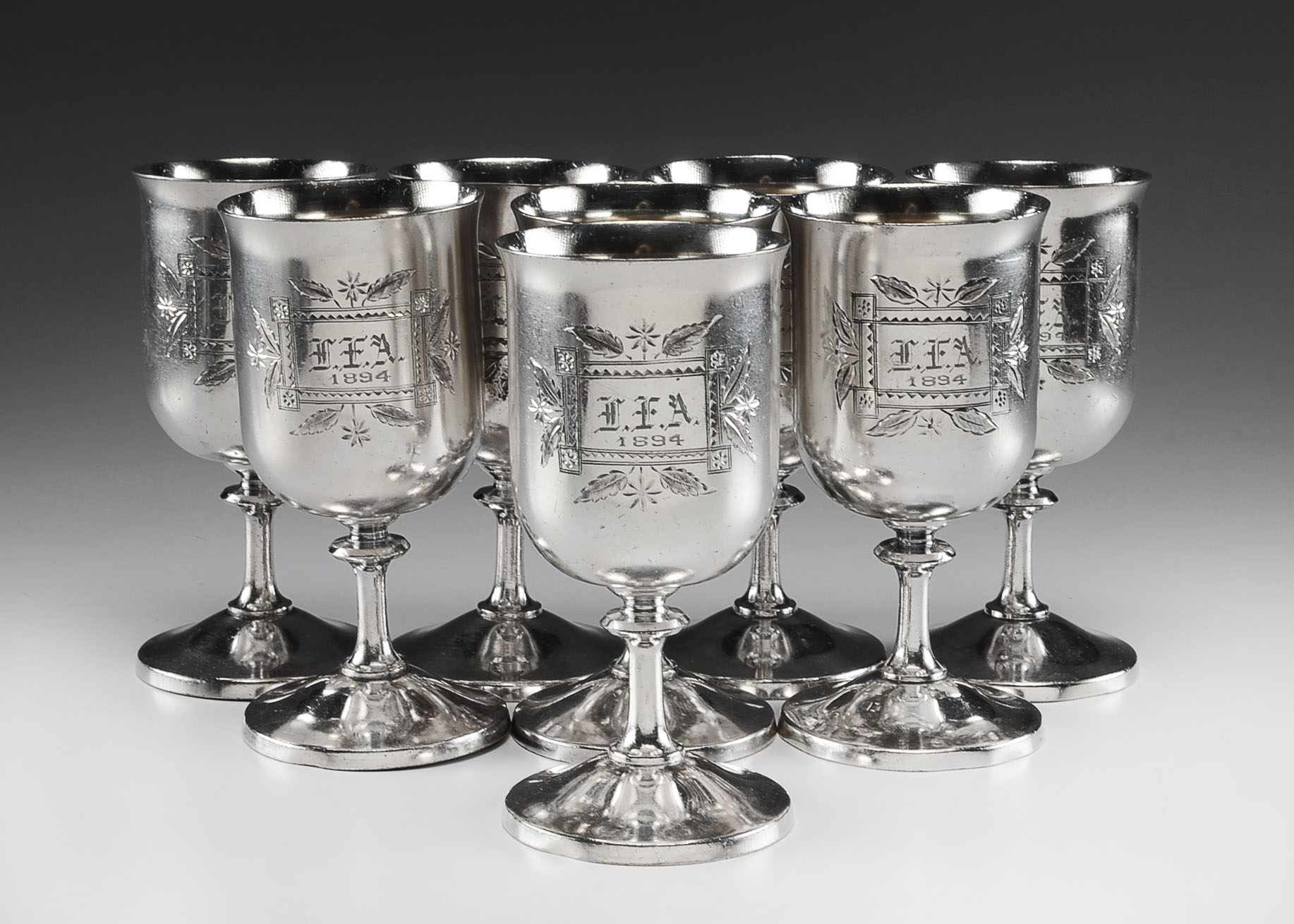 Set of 19th Century Meriden B. Company Silver Plated Wine Goblets