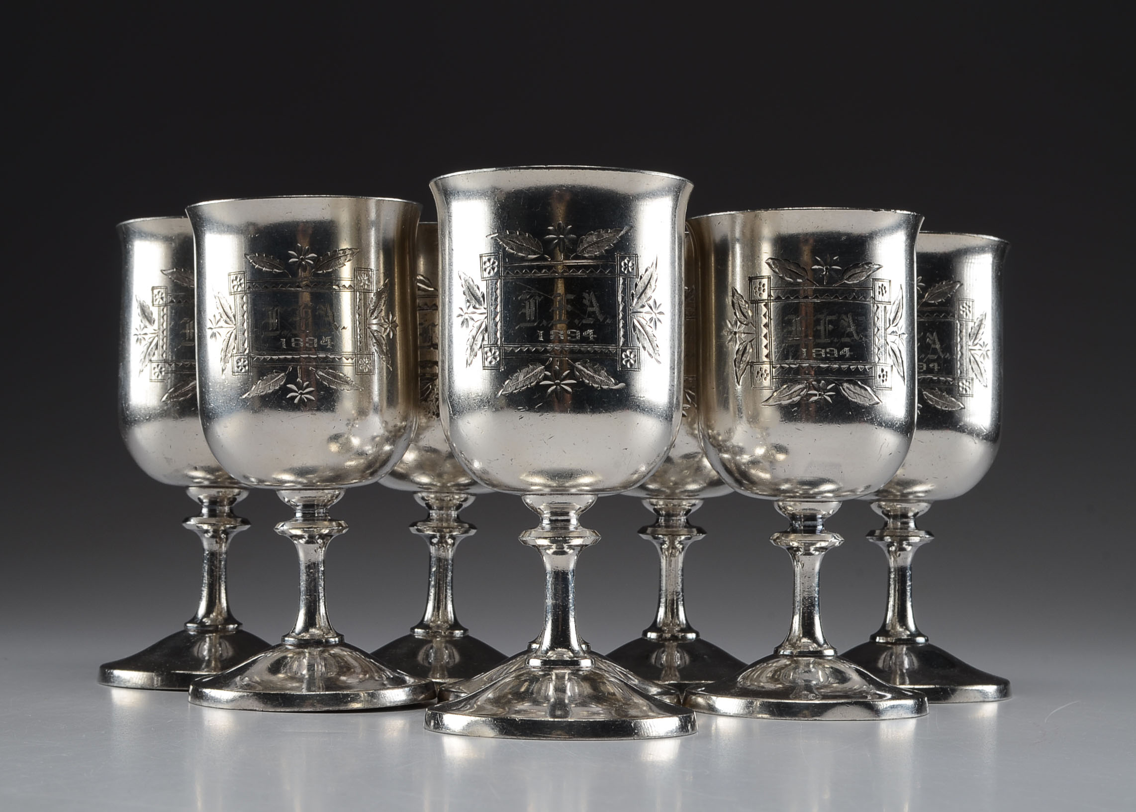 Set of 19th Century Meriden B. Company Silver Plated Wine Goblets