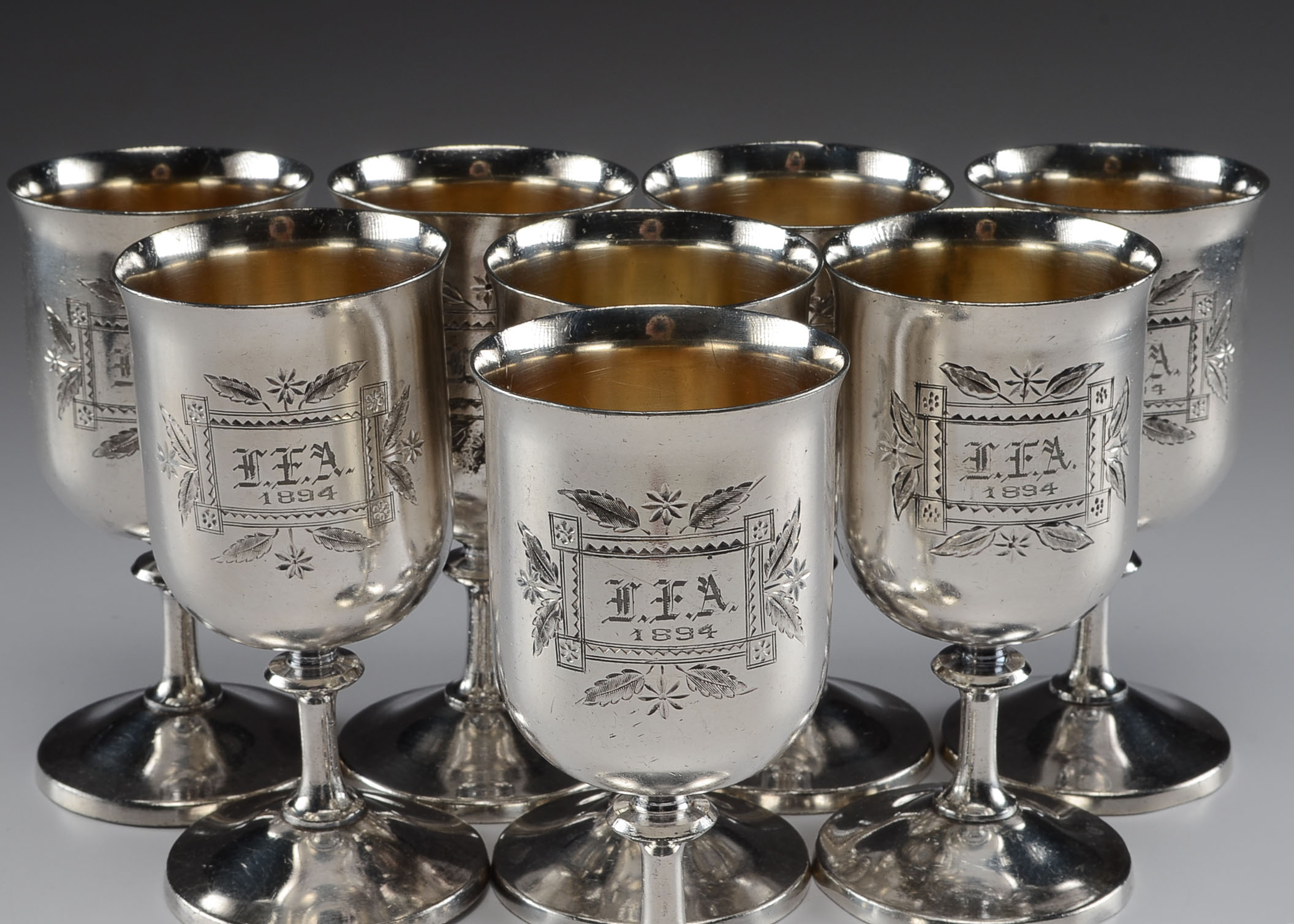 Set of 19th Century Meriden B. Company Silver Plated Wine Goblets