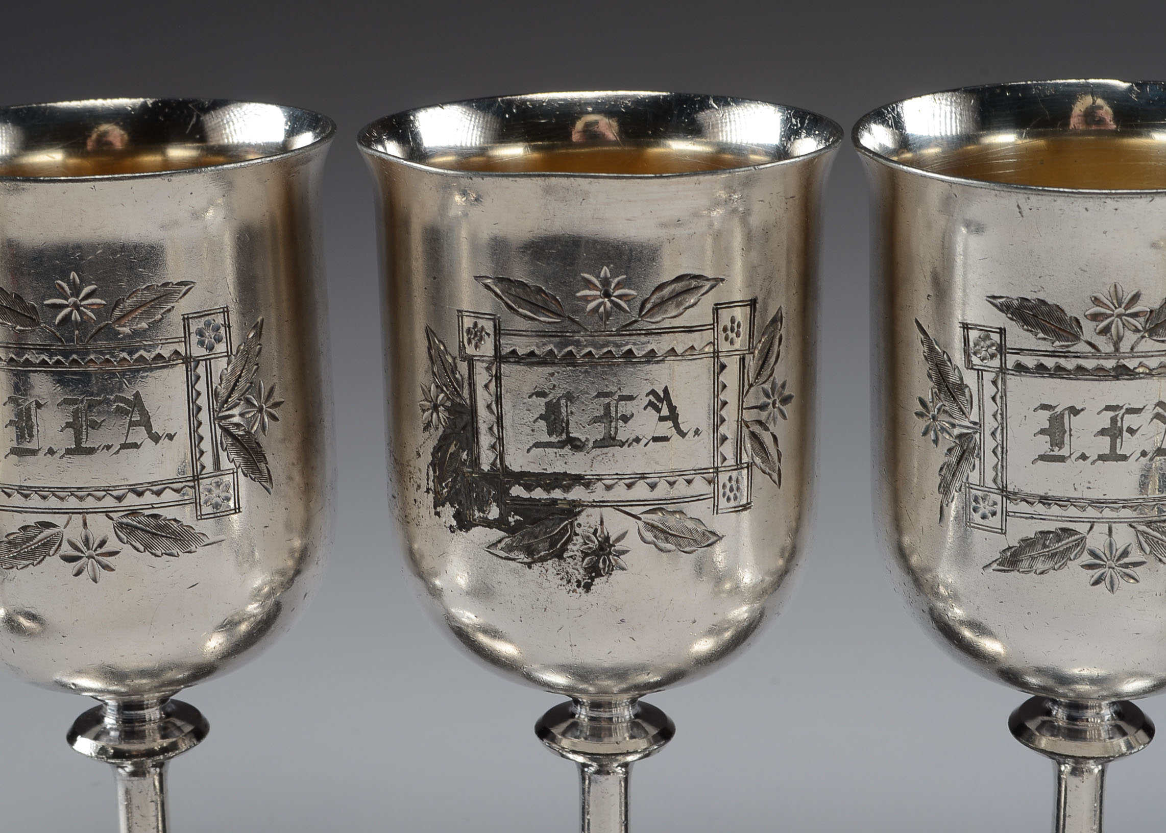 Set of 19th Century Meriden B. Company Silver Plated Wine Goblets