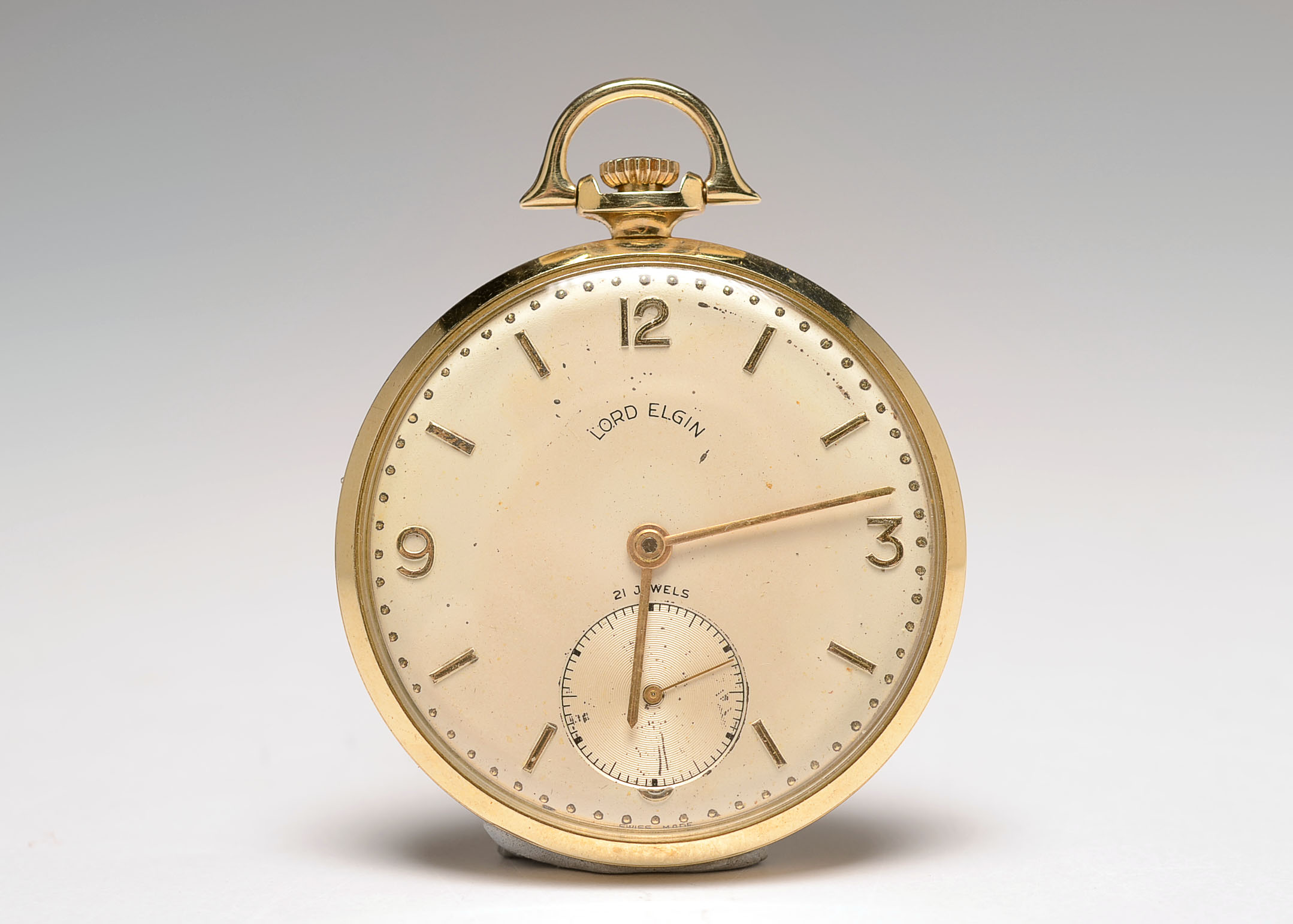 Circa 1952 Lord Elgin Pocket Watch with 14K Gold Case