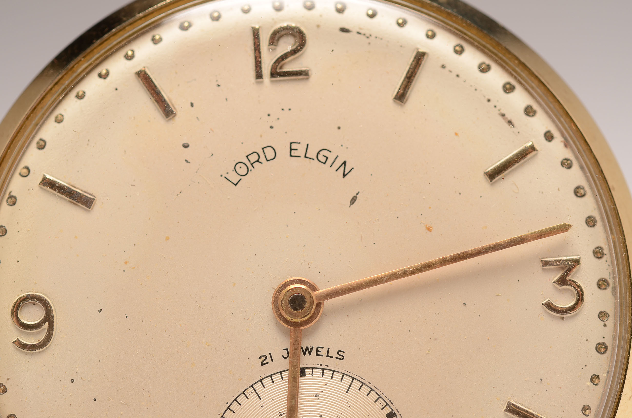 Circa 1952 Lord Elgin Pocket Watch with 14K Gold Case